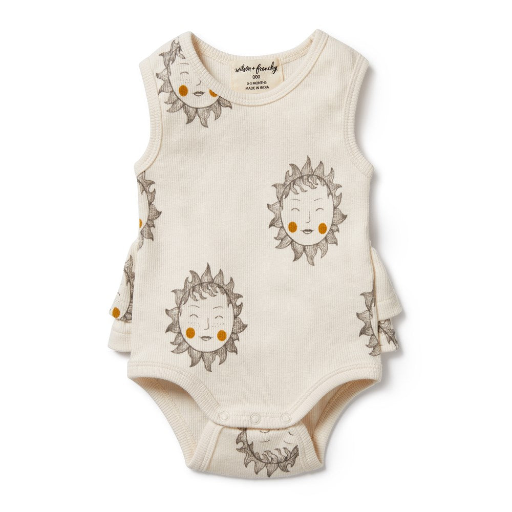Organic Ruffle Bodysuit for Baby Girls - Soft Cotton Onesie with Lace Trim | Perfect for Photoshoots, Special Occasions & Everyday Wear