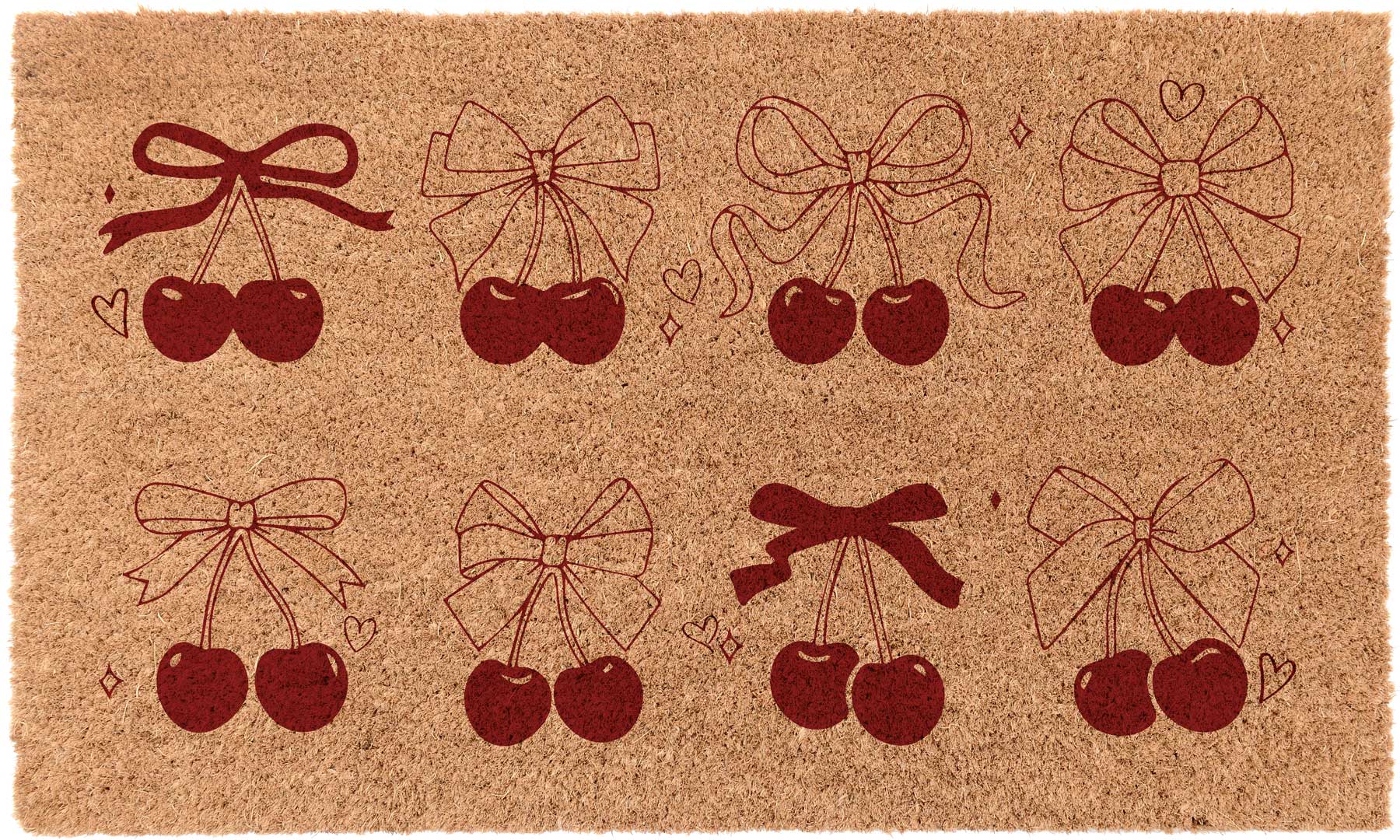 Eco-Friendly Bow and Hearts Design Coco Coir Doormat - Natural Coconut Fiber Welcome Mat for Front Door, Porch, or Patio - Perfect for Home, Office, or Outdoor Entryway Decor