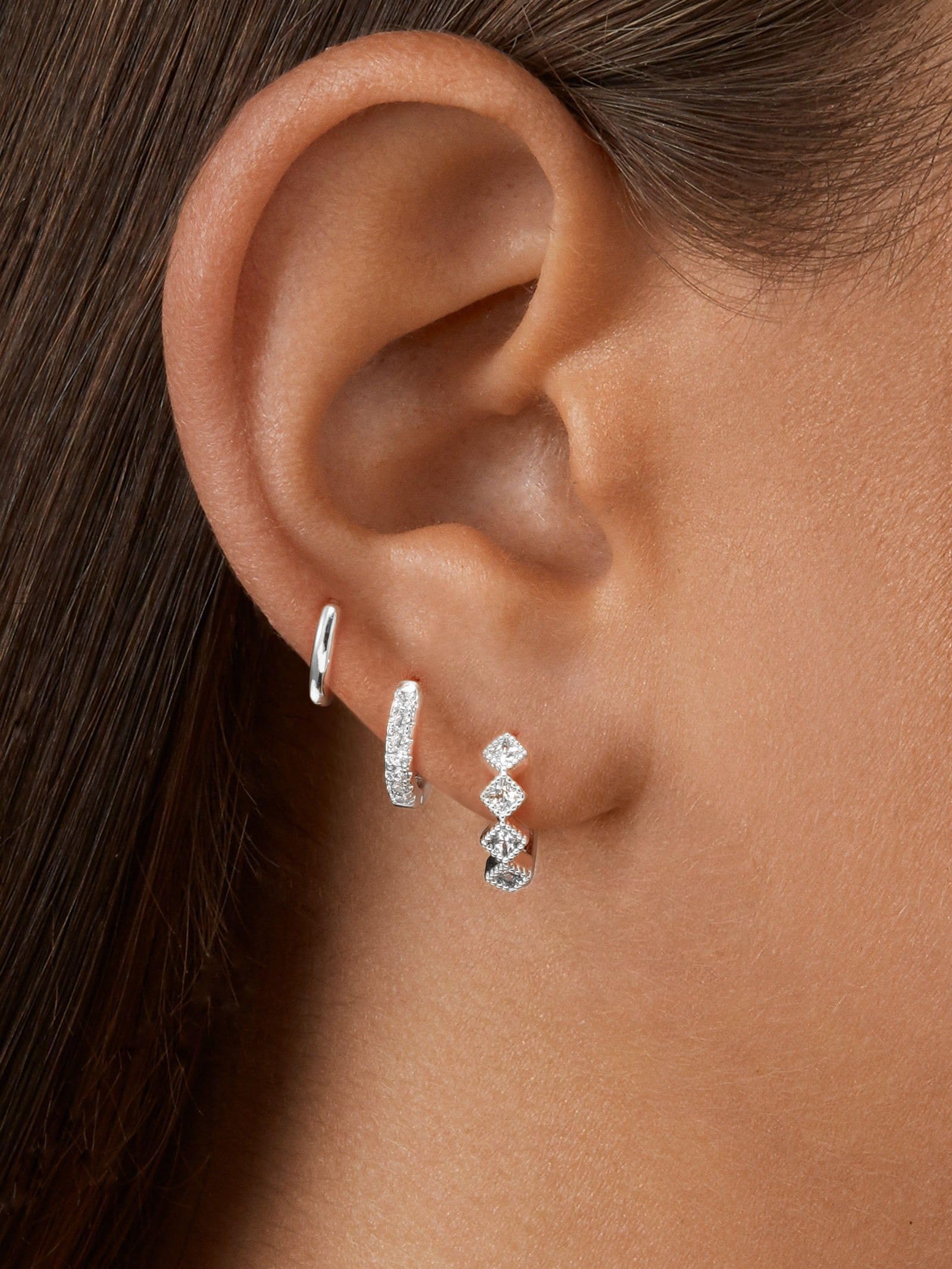 3 Pairs 14K Gold Plated Hoop Earrings Set - Dainty Cubic Zirconia Stud & Small Huggie Earrings for Women | Hypoallergenic Cartilage & Dangle Earrings | Perfect for Everyday Wear, Parties & Gifts