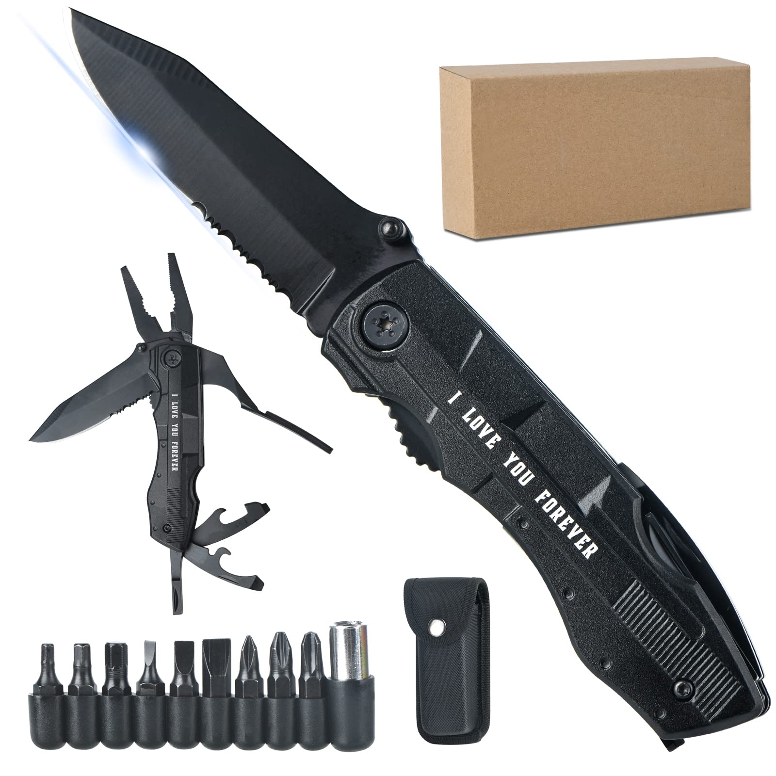 Best Multitool Pliers & Folding Pocket Knife - 18-in-1 Survival Camping Tool for Hiking, Outdoor Adventures - Cool Gadgets & Unique Birthday Gifts for Men, Dad, Husband (Perfect for Camping, Emergency Kits & Everyday Carry)