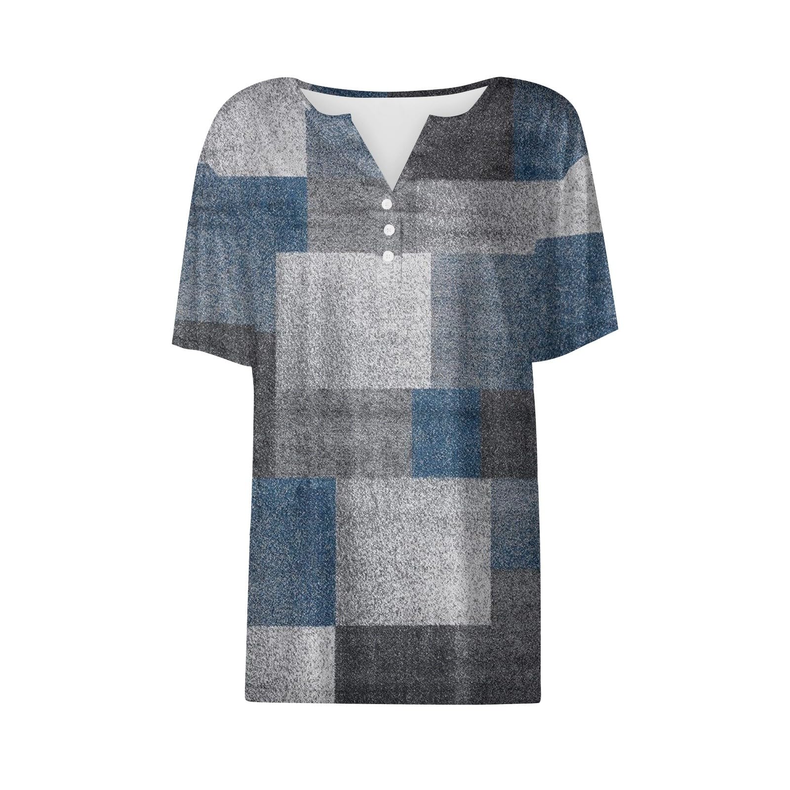 Women's Tunic Tops - Dressy Button Down Summer V-Neck Shirts & Henley Blouses - Fashion Print Clothes (S-8XL) for Office, Casual Outings & Summer Vacations