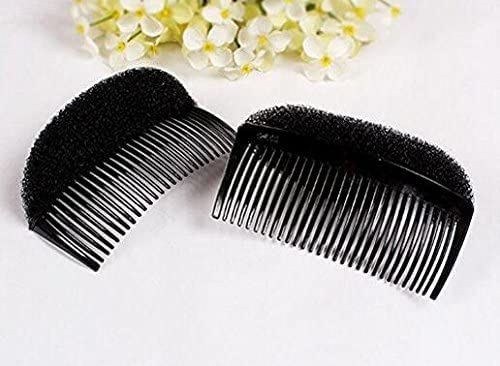 Raaya 2 Pcs Hair Volumizer Puff Maker Donut with Comb - Hair Styling Tool for Women & Girls (Black) - Perfect for Updos, Ponytails & Special Occasions
