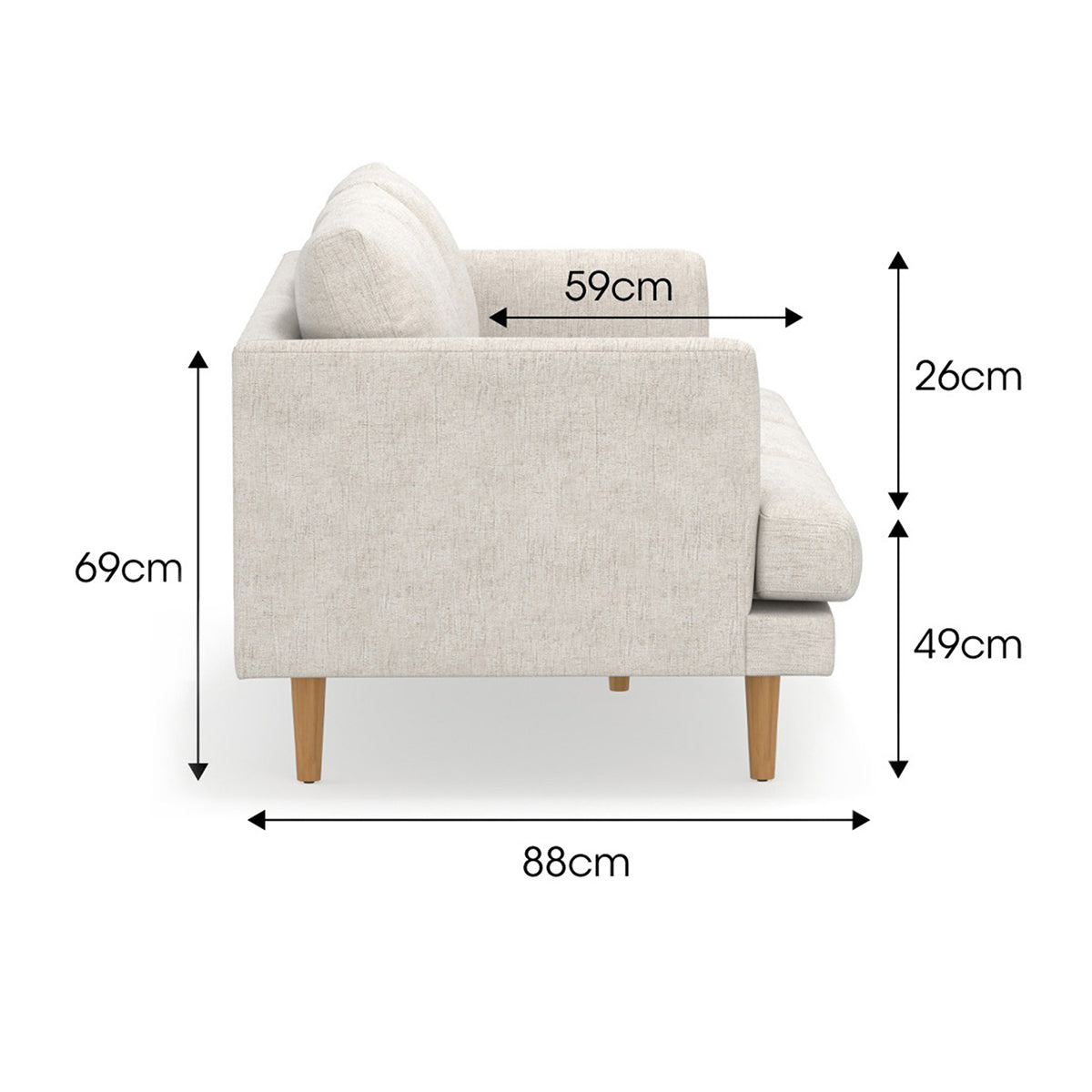 Jaspa Linen 3-Seater Sofa - Modern Living Room Furniture for Small Spaces | Comfortable Couch for Apartments, Condos & Cozy Homes