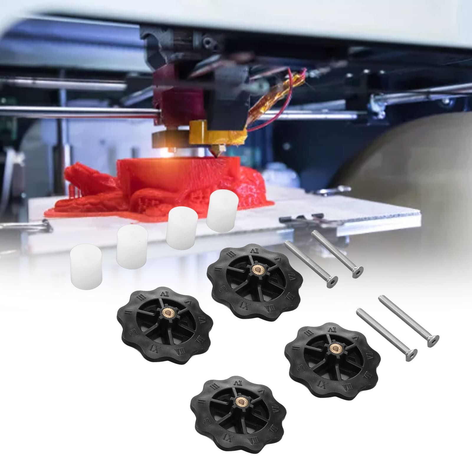 3D Printer Leveling Nut - High Hardness Silicone Spacer for Anet A8, Prusa i3 Plus & Ender 5 Plus - White & Black - Perfect for Bed Leveling & Z-Axis Adjustment in 3D Printing Projects