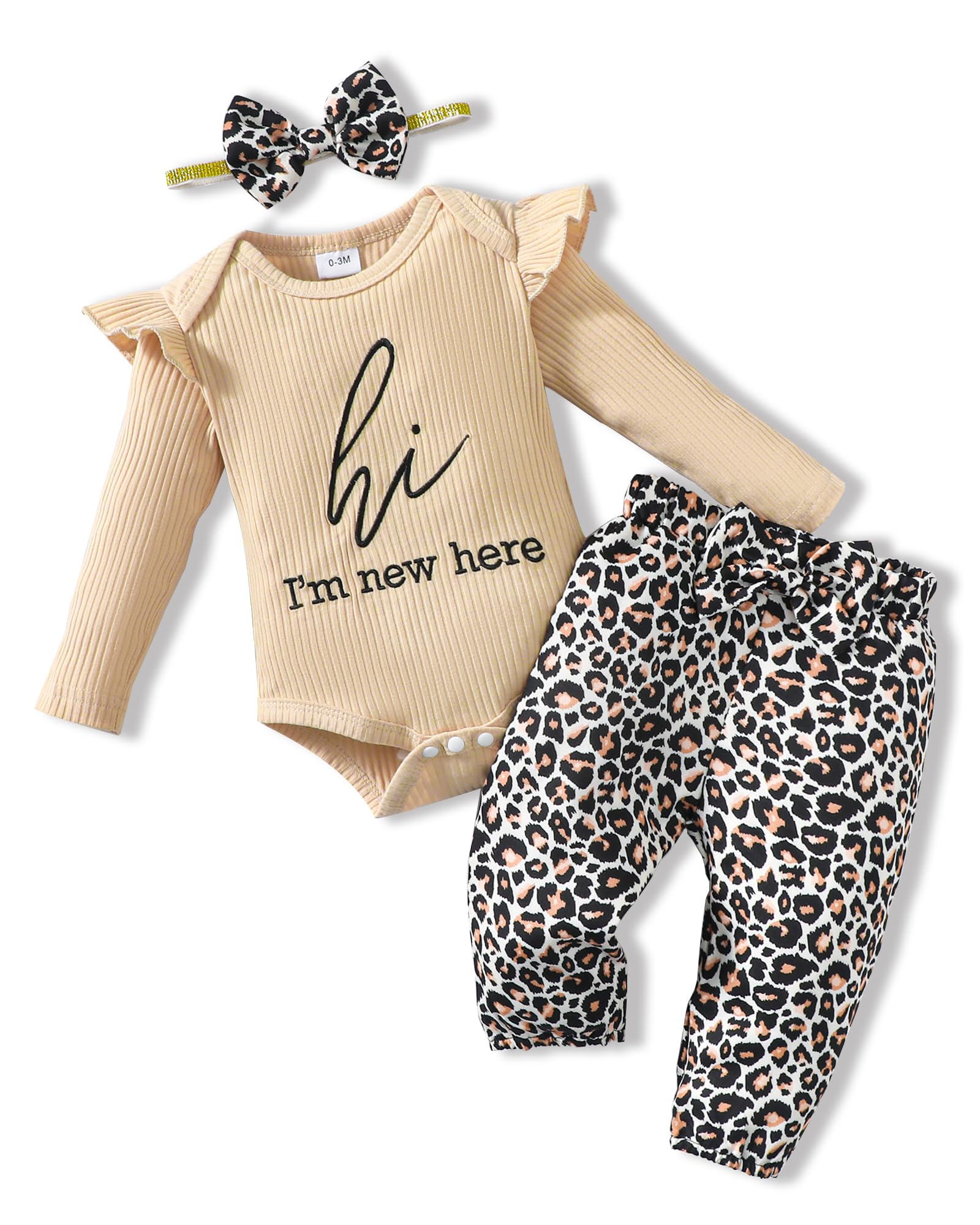 Kucnuzki Newborn Baby Girl Clothes Set - Long Sleeve Ruffle Romper & Pants Outfit for Fall Winter | Cute Infant Fashion for Photo Shoots, Parties & Daily Wear