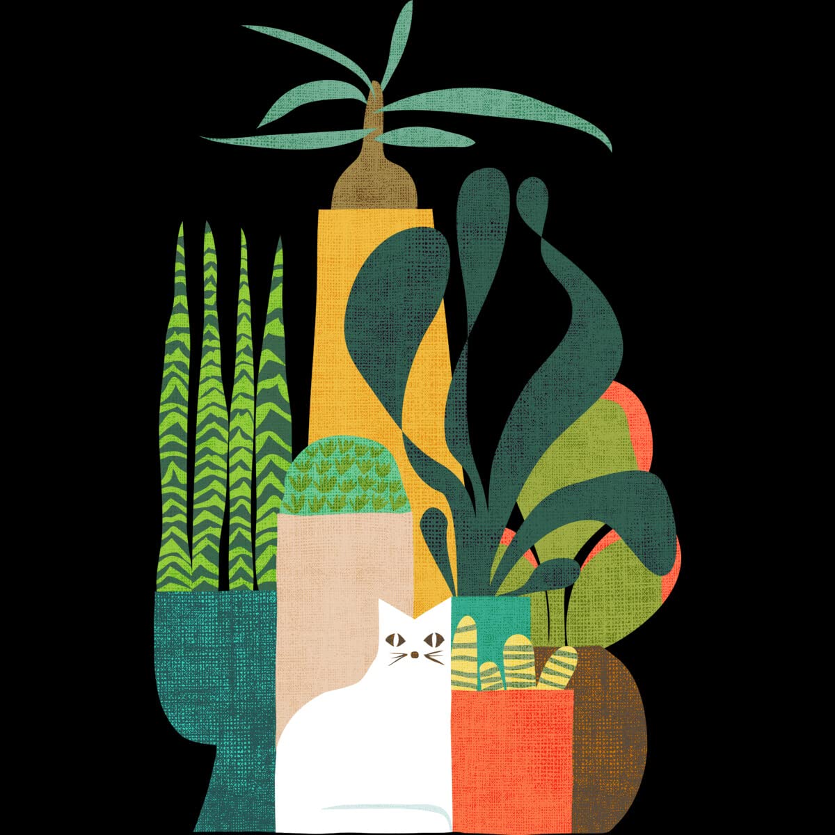 Design By Humans Women's Cat and Plants Racerback Tank Top - Soft Breathable Summer Workout & Casual Wear - Perfect for Yoga, Gym, and Everyday Outfits
