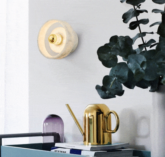 ÁSLAUG Marble Ring Wall Lamp - Modern Minimalist LED Sconce for Bedroom, Living Room, and Hallway Lighting