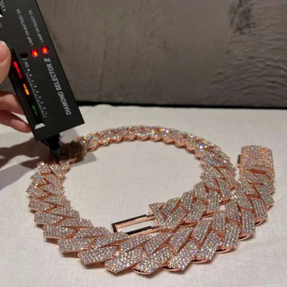 18K Gold Moissanite Cuban Link Necklace for Men - Iced Out Hip Hop Jewelry - Perfect for Gifts, Parties & Everyday Wear
