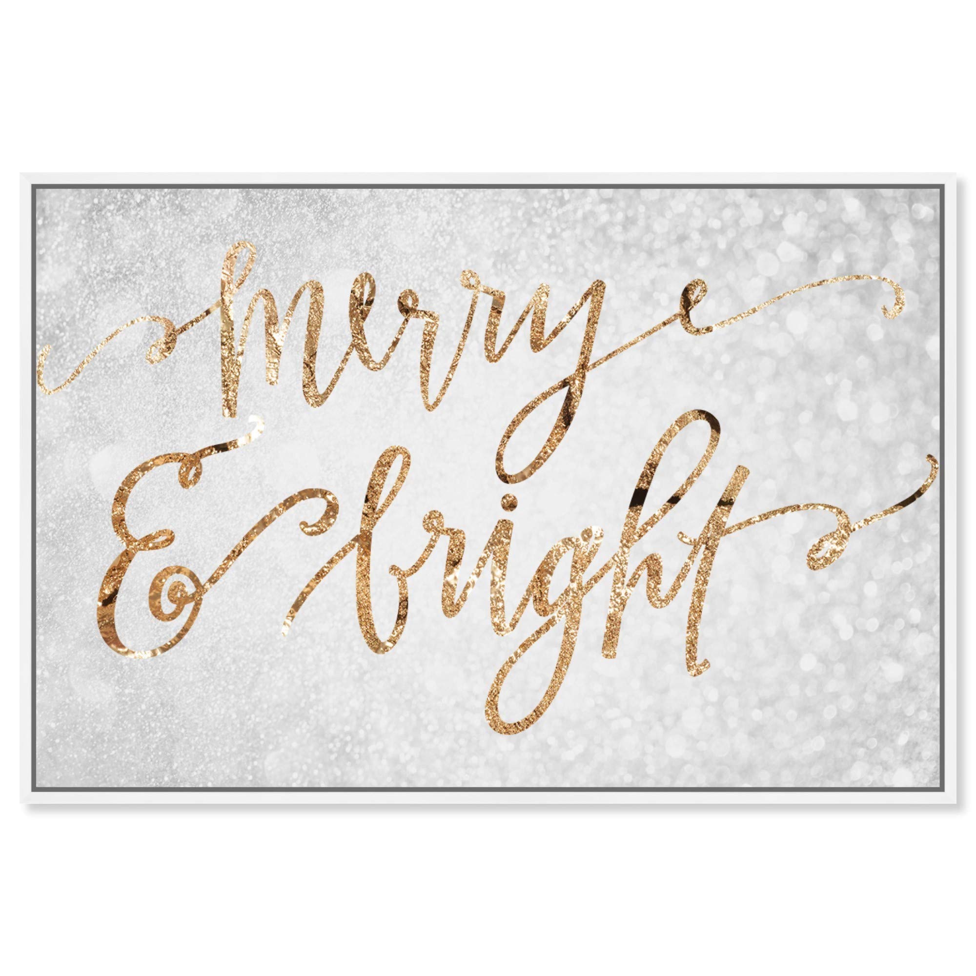 Merry & Bright Holiday Framed Wall Art Canvas Prints - Perfect for Christmas Decor, Home & Office Seasonal Décor
