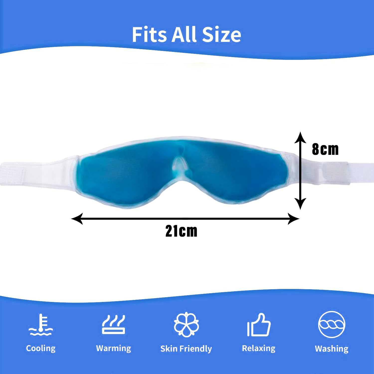 Kuber Industries Cooling Gel Eye Mask for Dark Circles & Pain Relief - Reusable Blue Eye Mask with Cooling Gel Pads (Pack of 2) | Perfect for Travel, Sleep & Relaxation