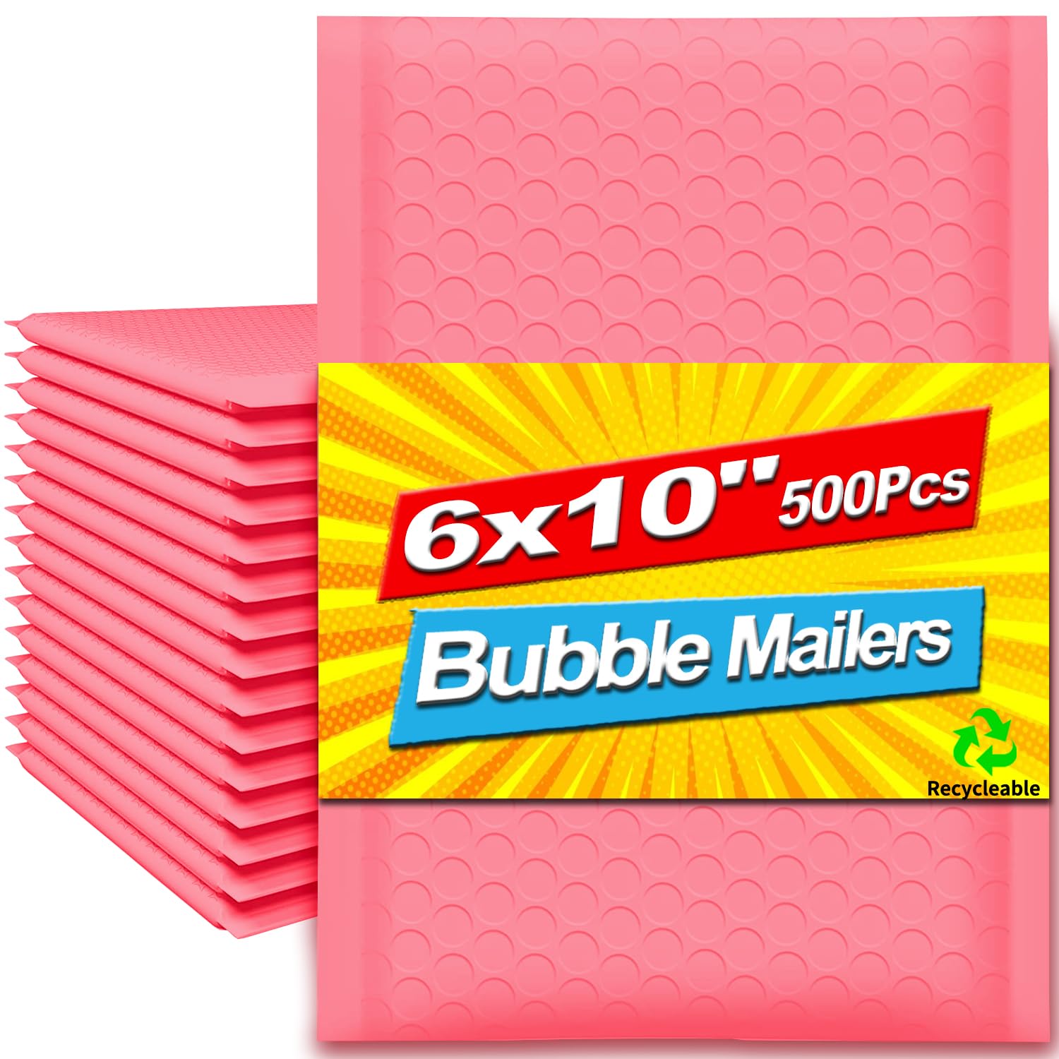 500 Pack 6x10 Inch Bubble Mailers - Waterproof & Tear-Resistant Padded Envelopes for Shipping | Thick Poly Bubble Mailers for Small Business & Ecommerce | Perfect for Mailing Jewelry, Books, Documents & Small Packages