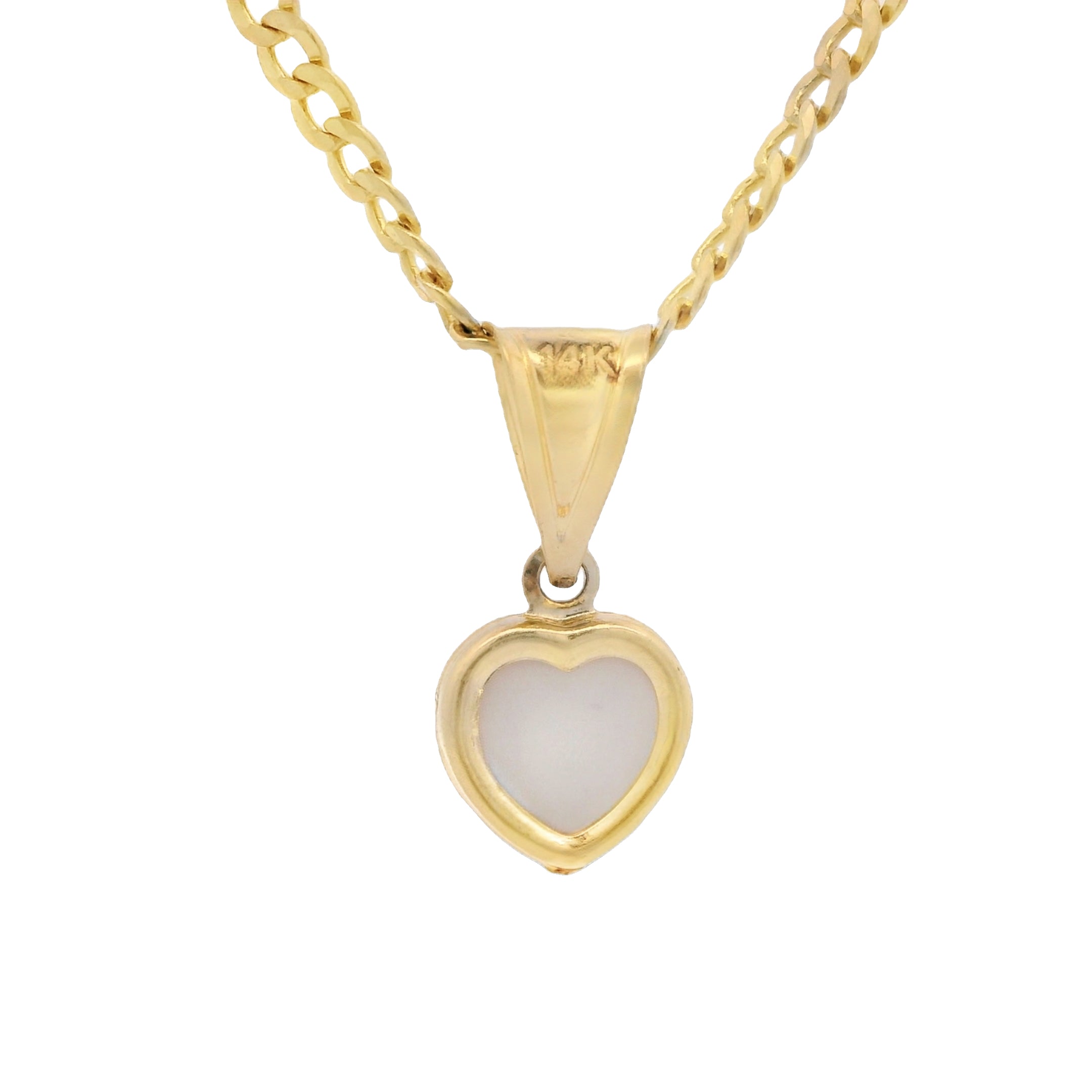 14K White Heart Pendant Necklace with Solid Cuban Chain - 16 Inch Gold Jewelry for Women, Gift for Her, Valentine's Day & Anniversary Present