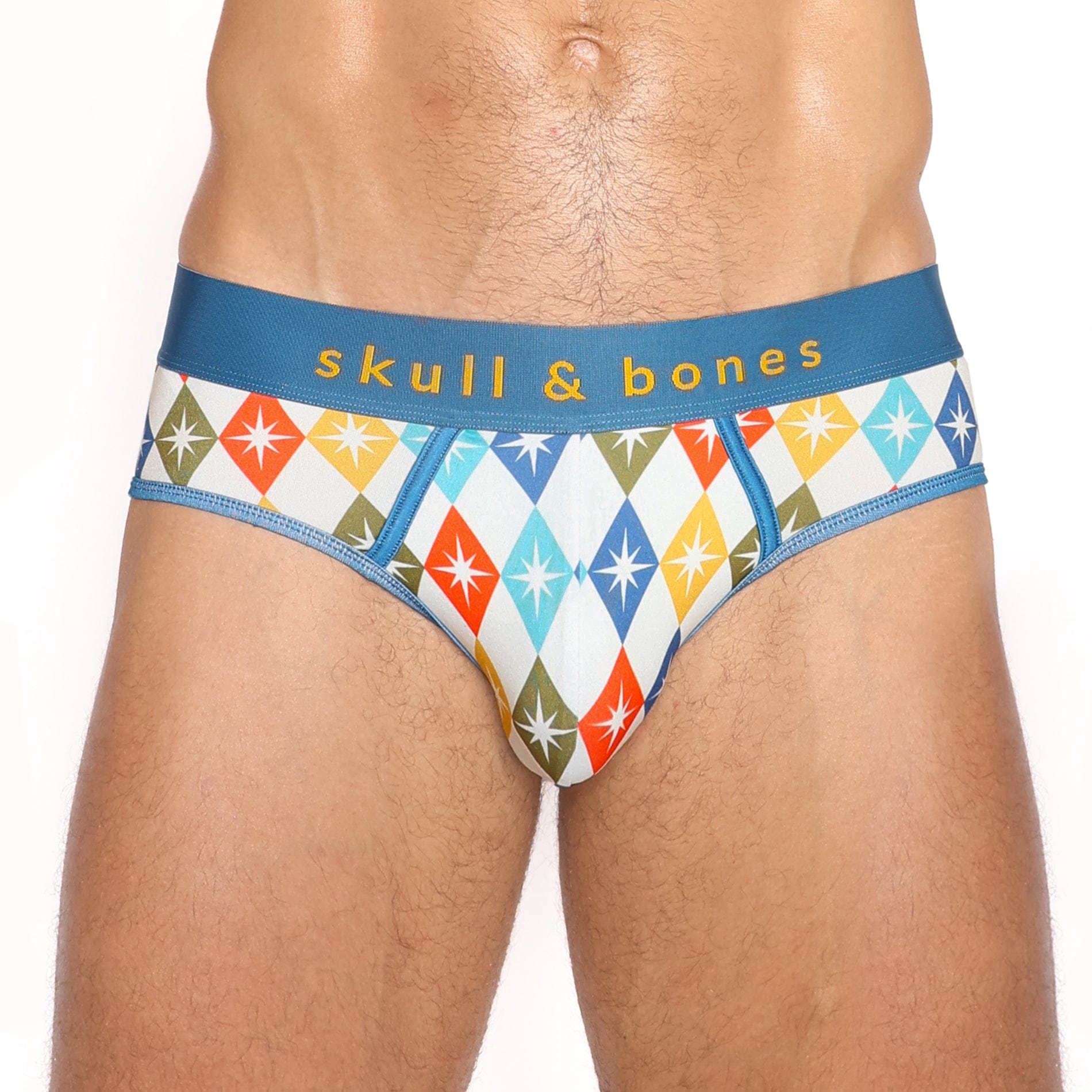 Vintage Star Geometric Print Briefs - Stylish Retro Underwear for Men, Comfortable & Breathable - Perfect for Casual Wear, Lounge & Everyday Use