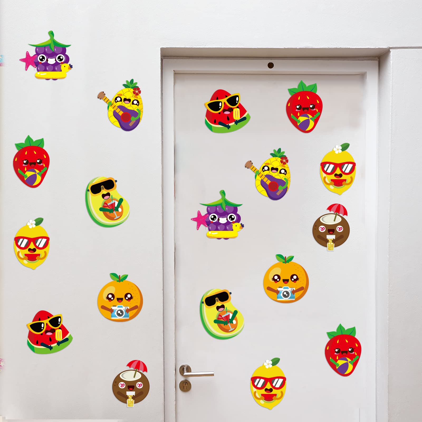 Chiazllta 32 Pack Kids Summer Fruit Craft Kit - DIY Hawaiian Fruit Sticker Art Set for Early Education, Home & Classroom Activities | Perfect for Summer Parties, Birthday Favors & Creative Play
