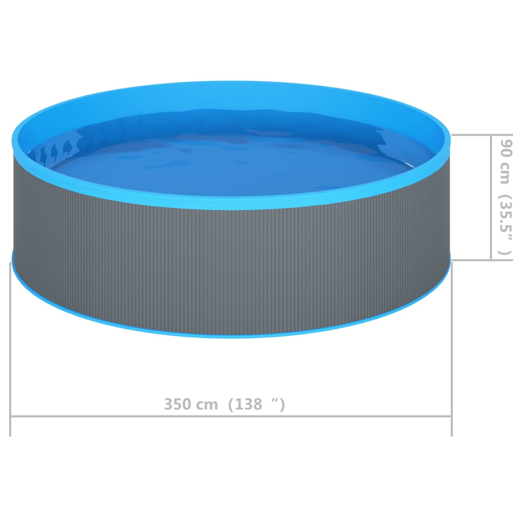 vidaXL Grey Splasher Pool 350x90 cm - Inflatable Family Swimming Pool for Backyard, Garden & Outdoor Fun | Perfect for Summer Parties, Kids Play & Relaxation