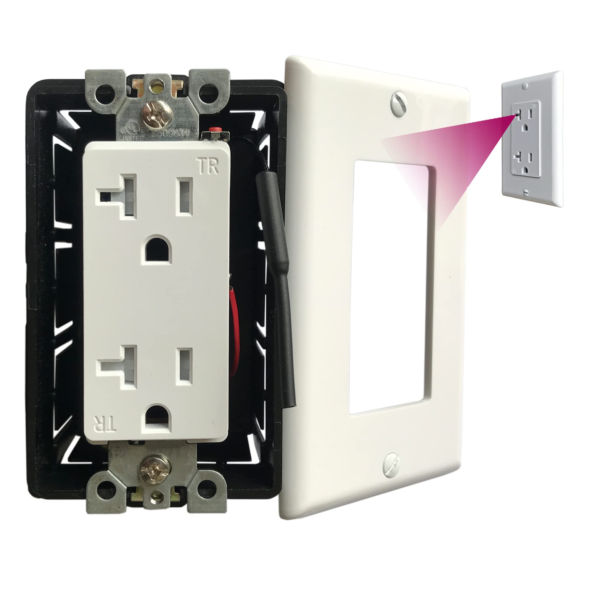 4K HD WiFi Hidden Spy Camera in Functional AC Outlet - Night Vision Option with Separate Infrared Lamp (Lens Down) for Home Security & Office Monitoring | Indoor Surveillance & Covert Recording