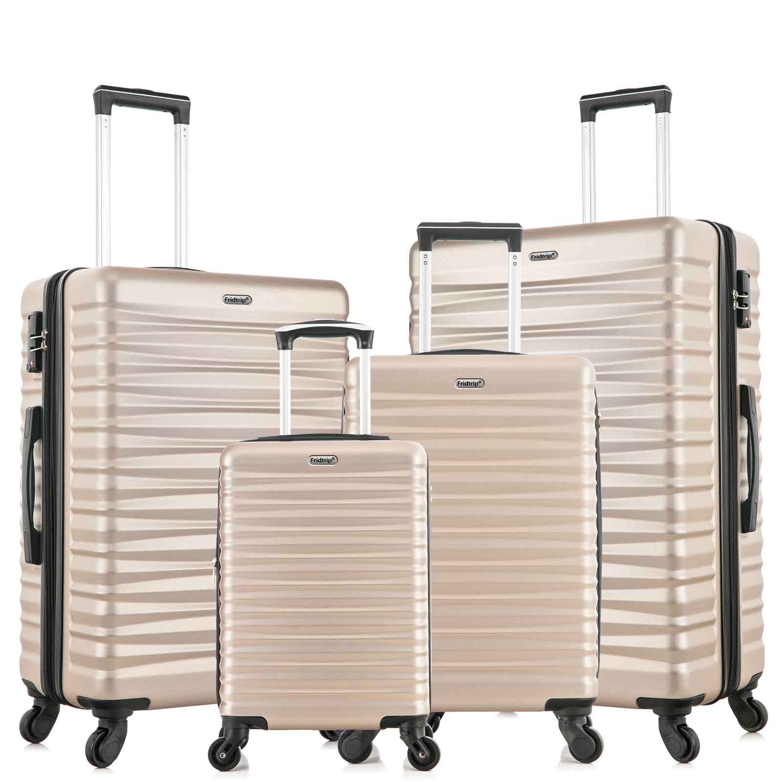Apelila 4-Piece Lightweight Hardshell Spinner Luggage Set with TSA Lock, Free Suitcase Cover & Hanger - Champagne Gold | Perfect for International Travel, Family Vacations & Business Trips