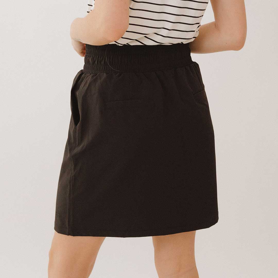 Cher Skirt for Women - Elegant Black Midi Skirt with Stretchy Waistband | Perfect for Office, Party & Casual Wear
