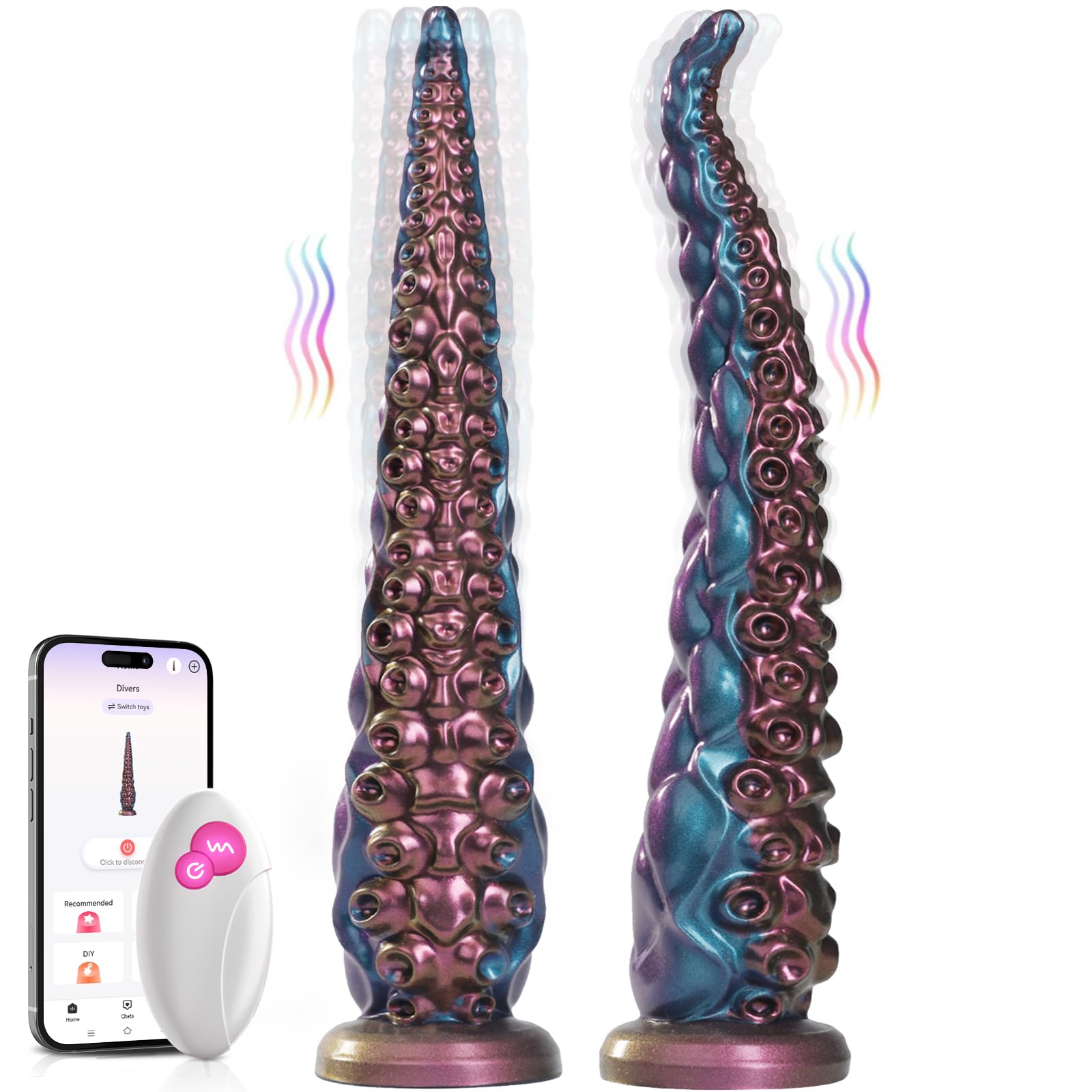 COKARAGE 14.6'' Monster Tentacle Vibrator Dildo - Remote Control & App Enabled, Multi-Speed Vibrations, Suction Cup Base for G-Spot & Anal Stimulation | Fantasy Adult Sex Toy for Couples & Solo Play | Perfect for Roleplay, BDSM & Sensory Exploration