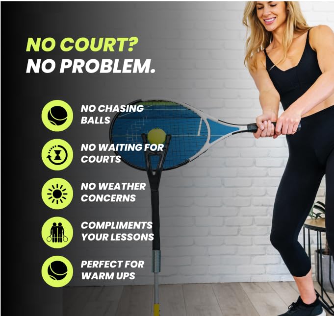 BILLIE JEAN KING'S Eye Coach Tennis Training Aid - Portable Home Tennis Trainer for All Ages (Kids, Adults, Juniors & Pros) - Improve Hand-Eye Coordination Without Court or Ball Pickup - Perfect for Indoor/Outdoor Practice, Backyard Drills & Solo Training Sessions