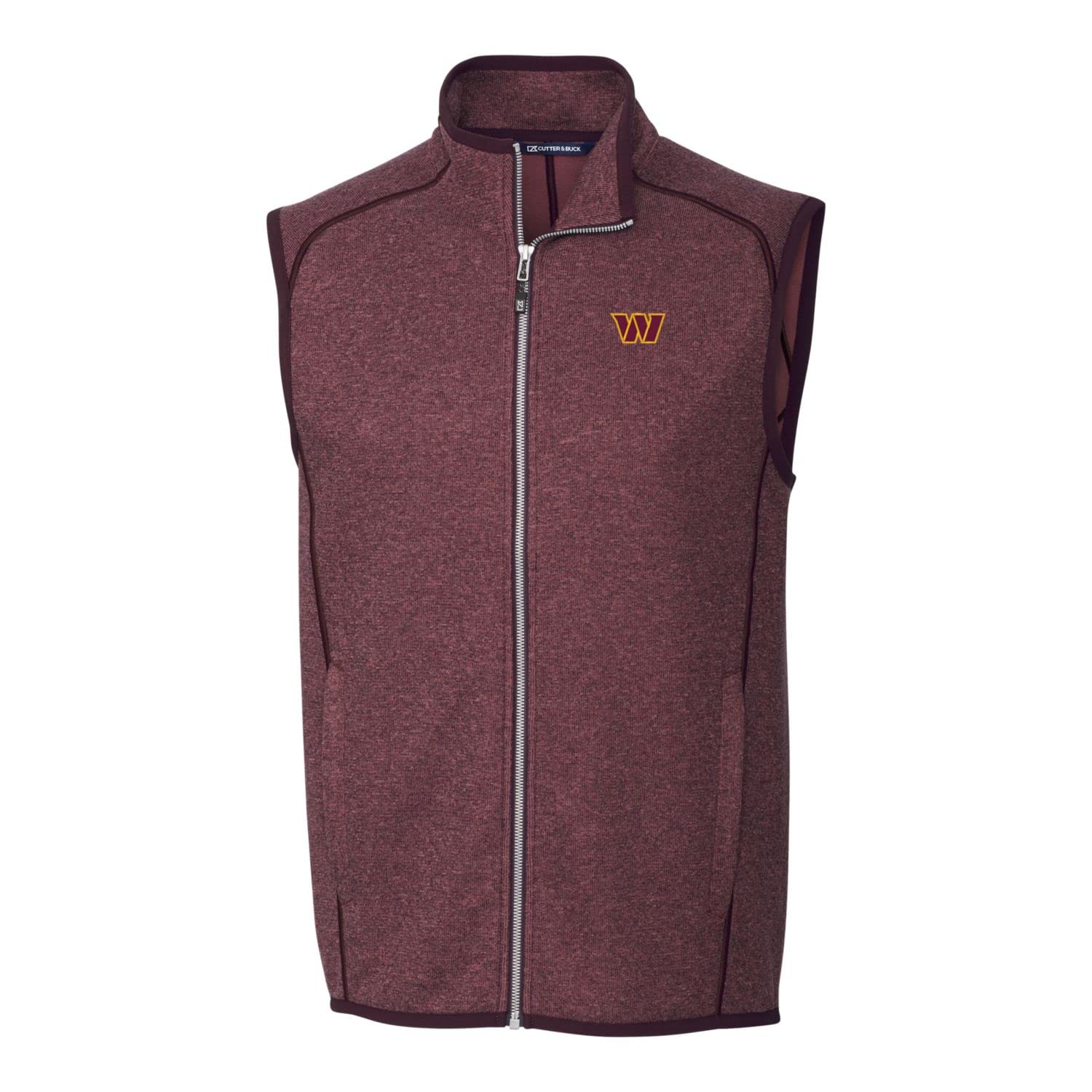 Cutter & Buck Men's Heathered NFL Mainsail Full-Zip Puffer Vest - Lightweight Insulated Jacket for Football Fans, Outdoor Sports & Casual Wear | Perfect for Game Day, Tailgating & Winter Layering