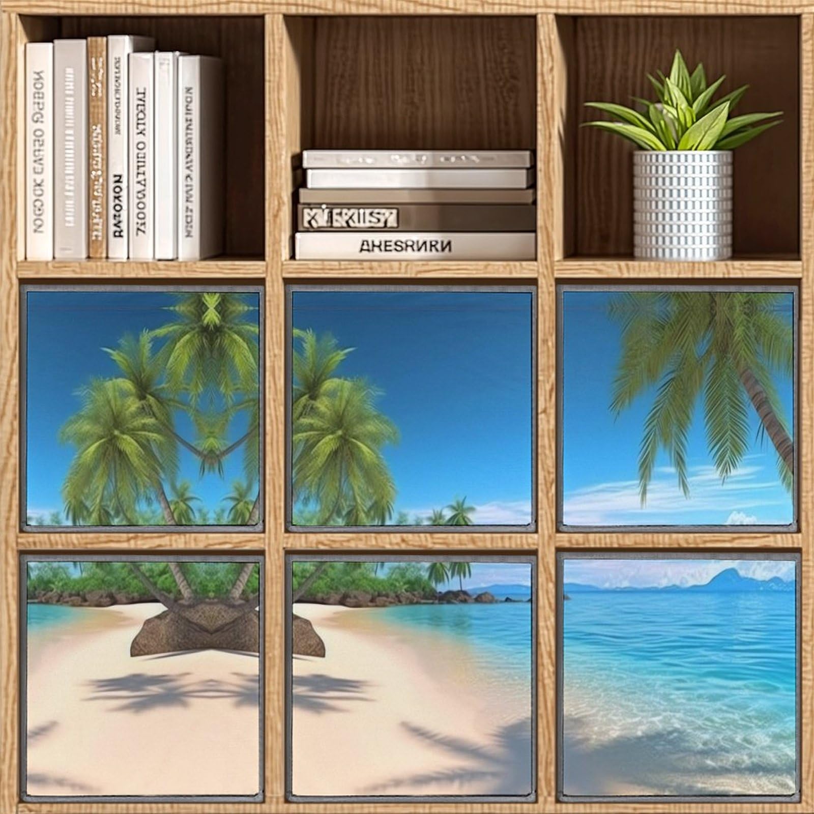 6-Pack Collapsible Storage Bins with Handles - Large Woven Storage Baskets for Closet, Home Organization | Hawaiian Beach Palm Tree Design | Perfect for Bedroom, Bathroom, Kids' Toys & Seasonal Clothing Storage