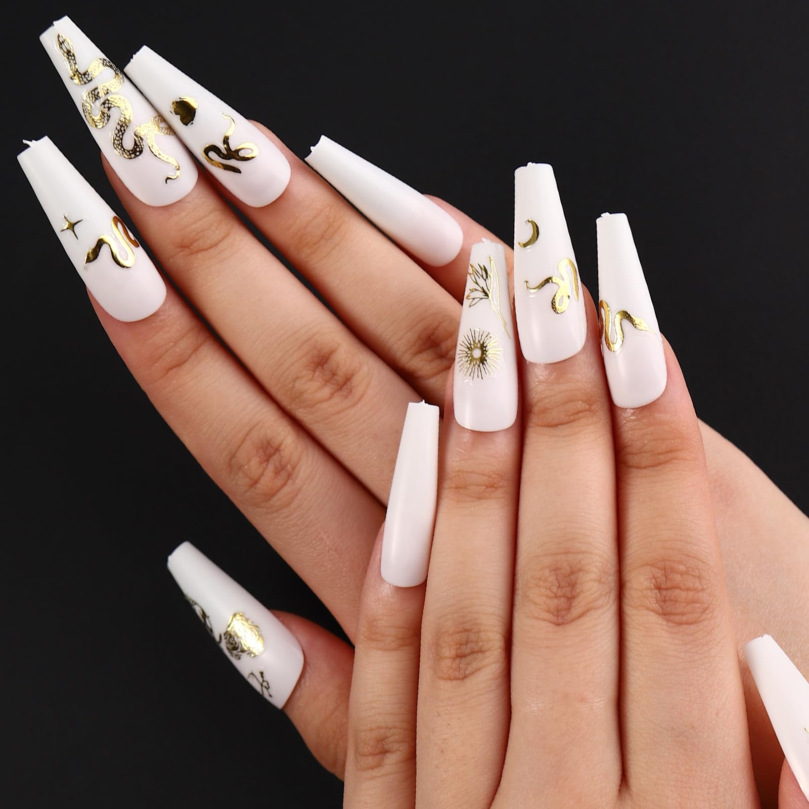 3D Gold Snake Nail Stickers - Luxury Holographic Designs for Women | Party & Wedding Nail Art