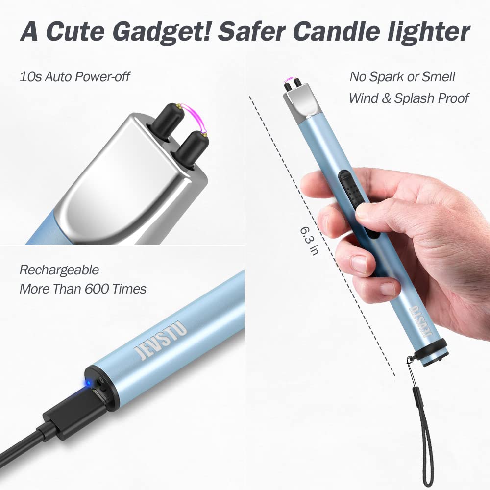 USB Rechargeable Windproof Plasma Lighter - Flameless Candle Lighter for BBQ Camping Kitchen