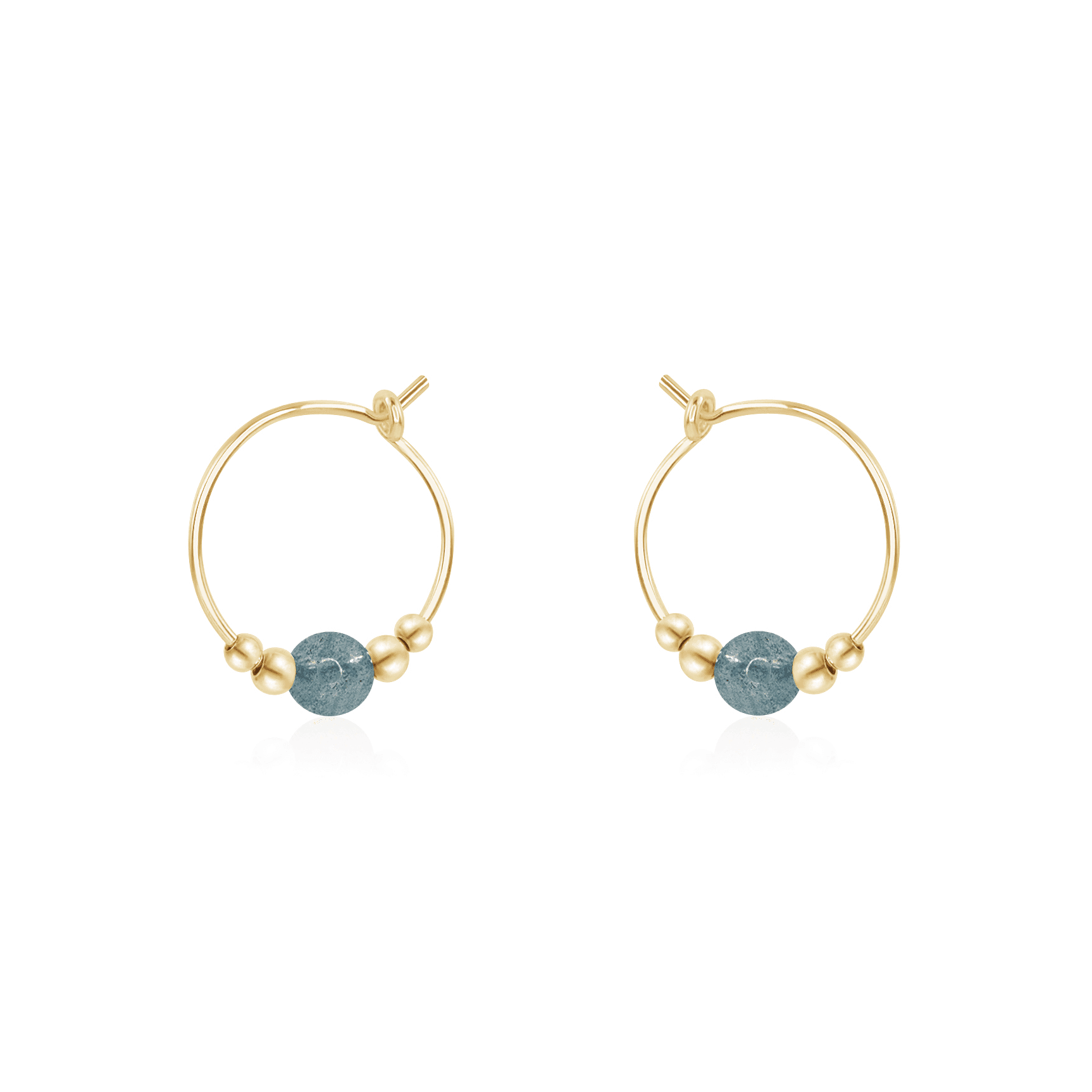 Labradorite Gemstone Hoop Earrings - Dainty Beaded Earrings for Women, Handmade Sterling Silver Jewelry | Perfect for Everyday Wear, Boho Chic Style, and Gift Giving