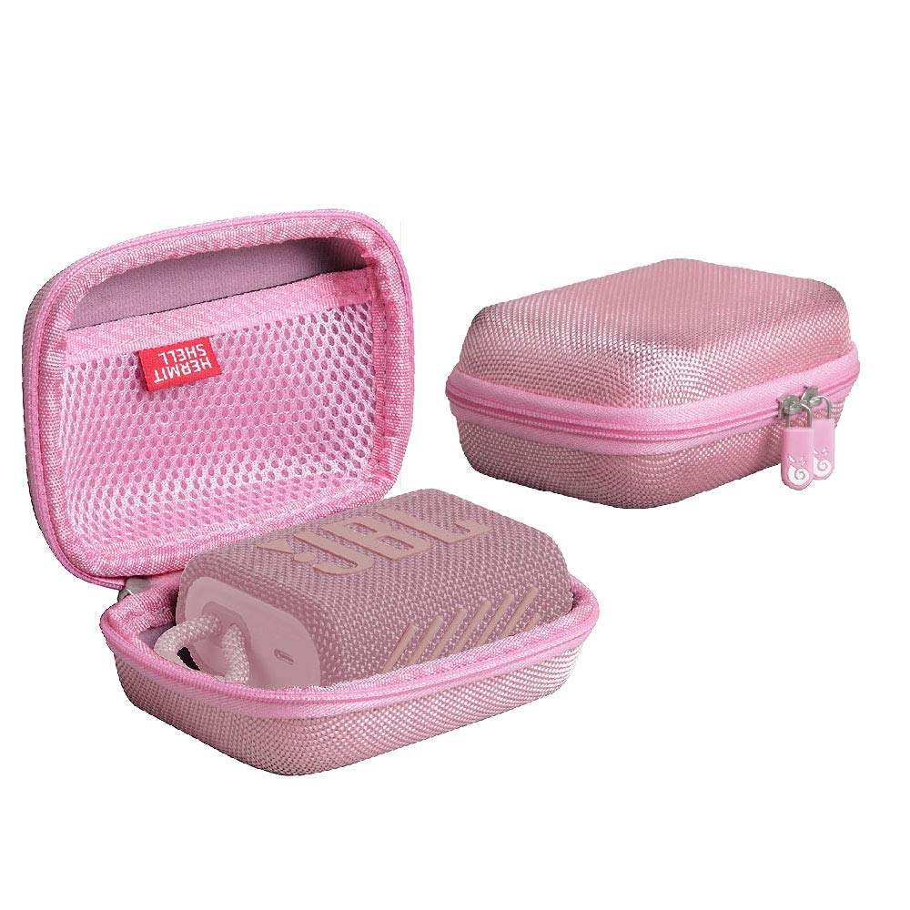 Hermitshell Hard Travel Case for JBL Go 3 & JBL Go 3 Eco Portable Bluetooth Speaker - Shockproof Protective Cover with Custom Fit (Pink) - Perfect for Travel, Outdoor Adventures & Daily Commute