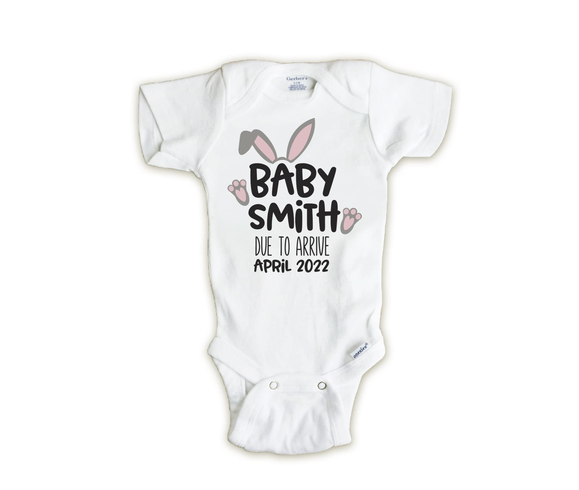 Personalized Easter Pregnancy Announcement Onesie - Custom Baby Bodysuit for Gender Reveal & Easter Photo Shoots - Perfect for Newborn Photoshoots, Baby Showers & Holiday Celebrations