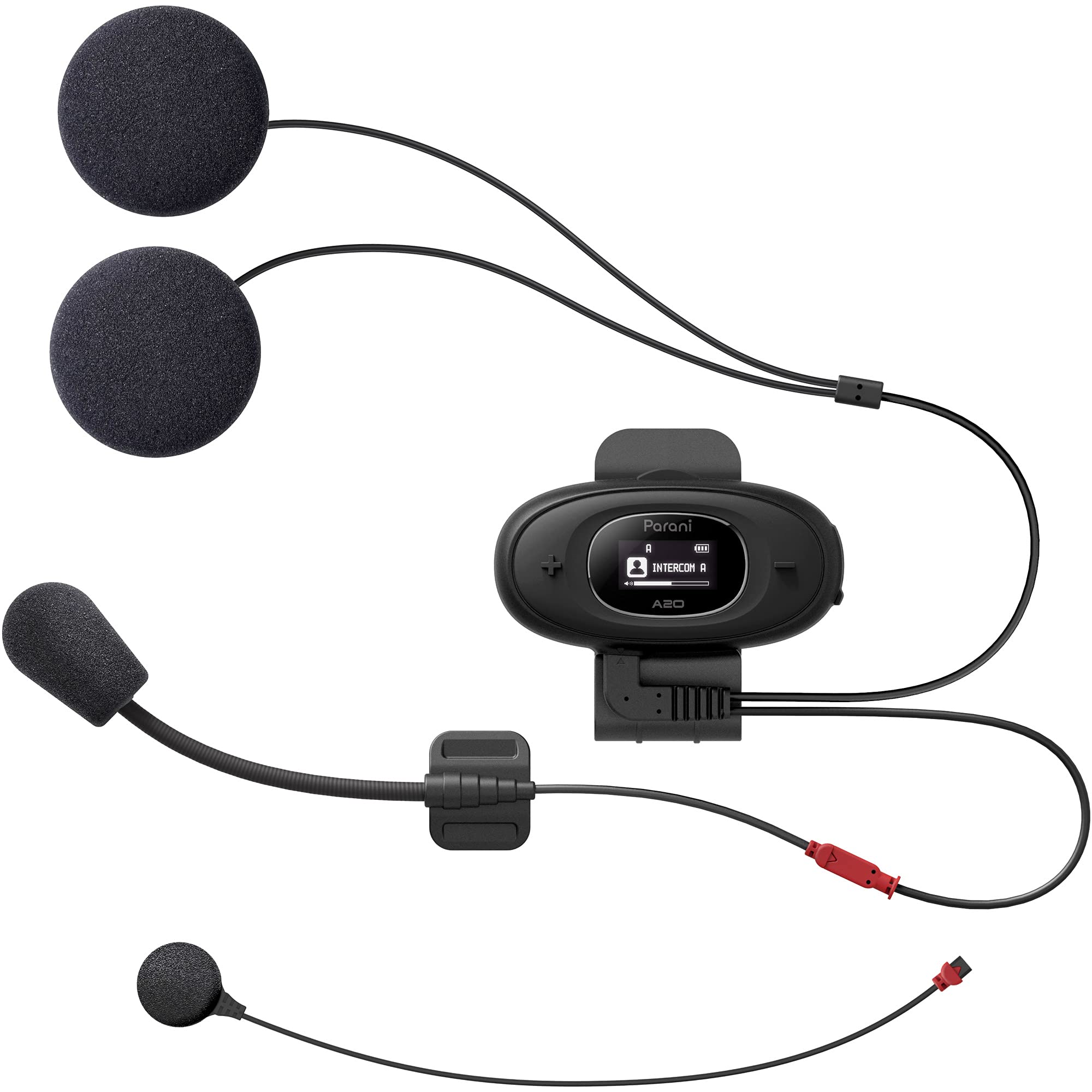 Sena Parani A20 Bluetooth Motorcycle Intercom Headset - Wireless Communication for Riders, Hands-Free Calling & Music Streaming