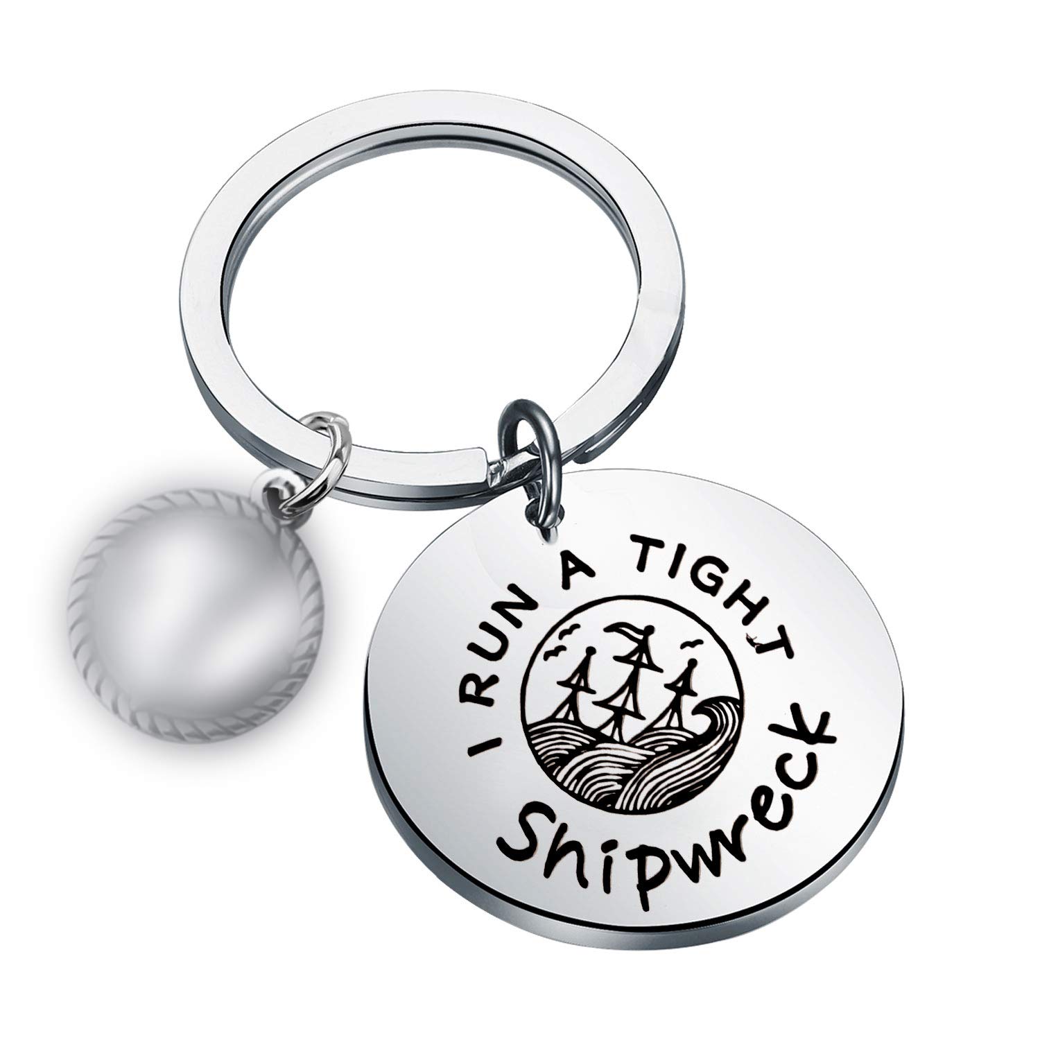 CHOORO I Run A Tight Shipwreck Keychain - Anchor Charm Pirate Ship Jewelry - Perfect Quarantined Mom Gift for Teachers, Nurses & Working Moms - Unique Funny Office Desk Decor & Travel Accessory