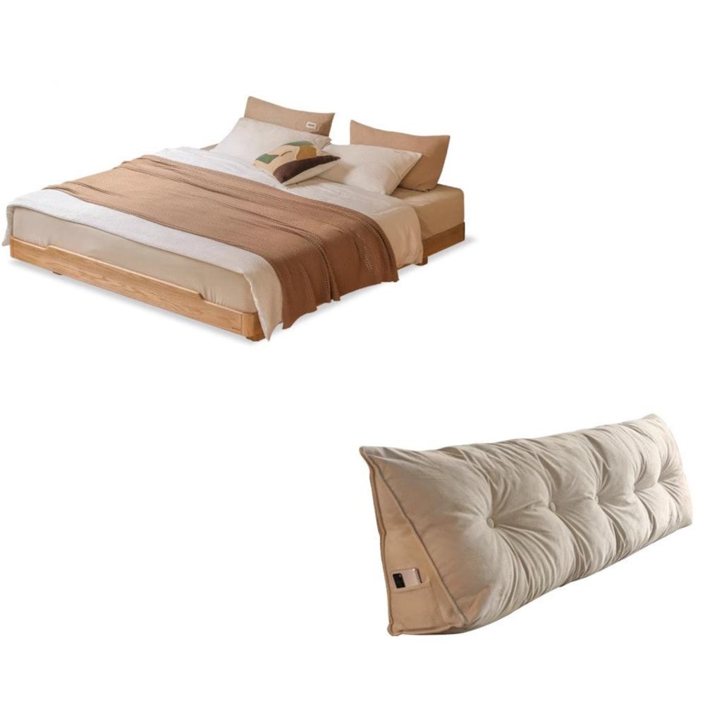 Natural Wood Color Oak Platform Bed + headboard soft support