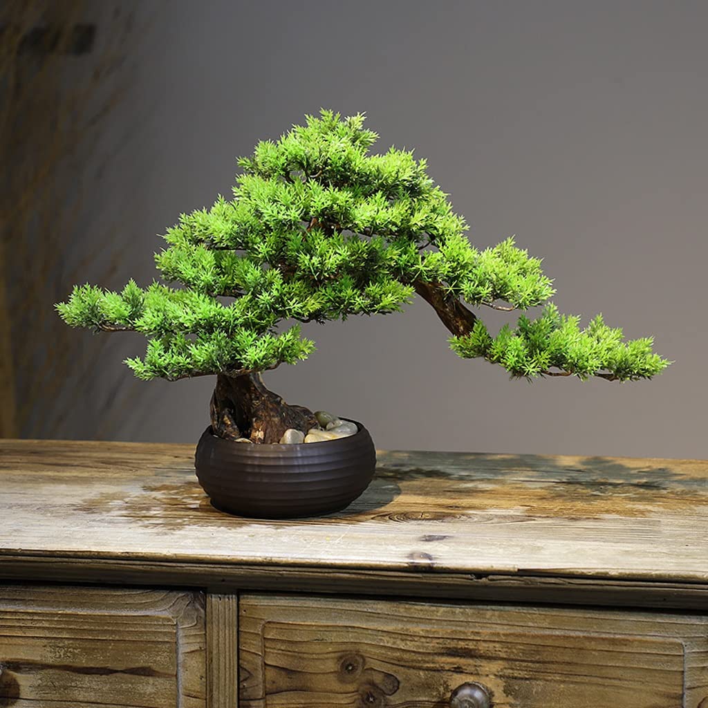 Artificial Bonsai Tree - Realistic Fake Pine Potted Plant for Home & Office Decor | Desk Decoration, Indoor Greenery, Zen Garden Accent