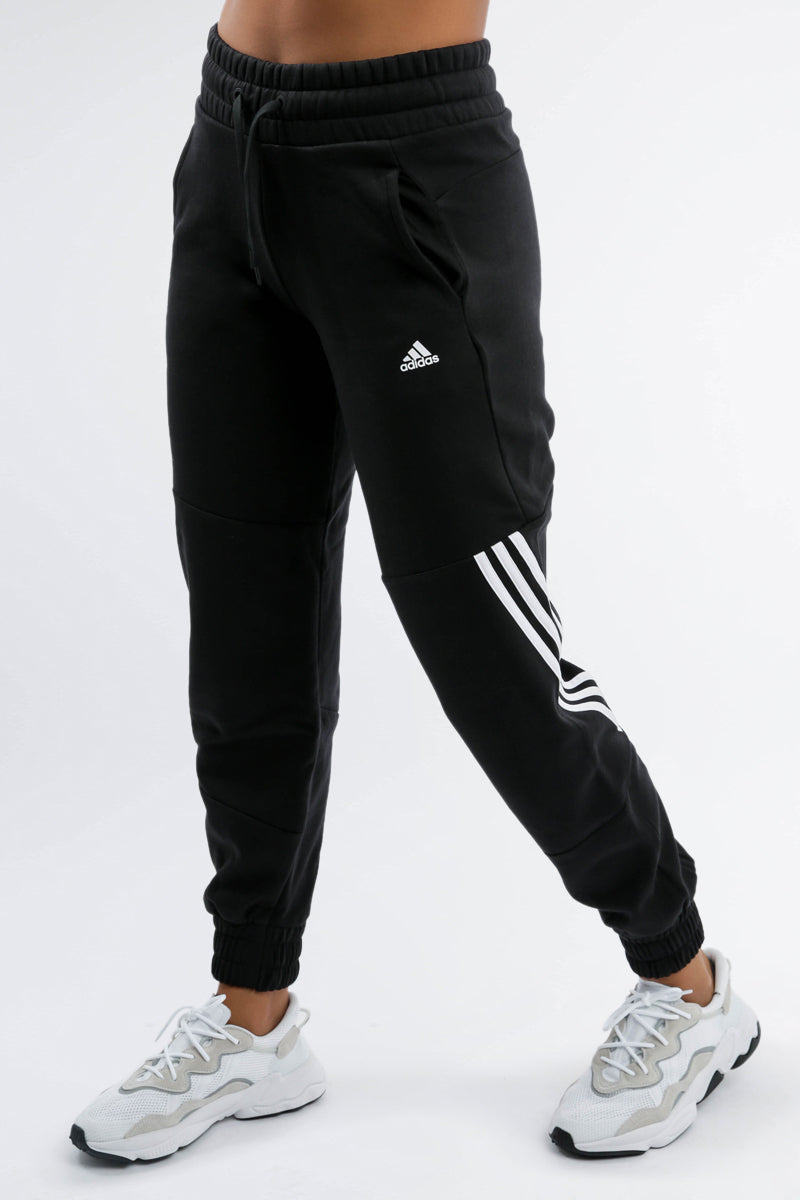 Adidas Women's Small Stylerunner Sweatpants - Black/White with Drawstring Closure | Athletic Joggers for Running, Yoga & Casual Wear