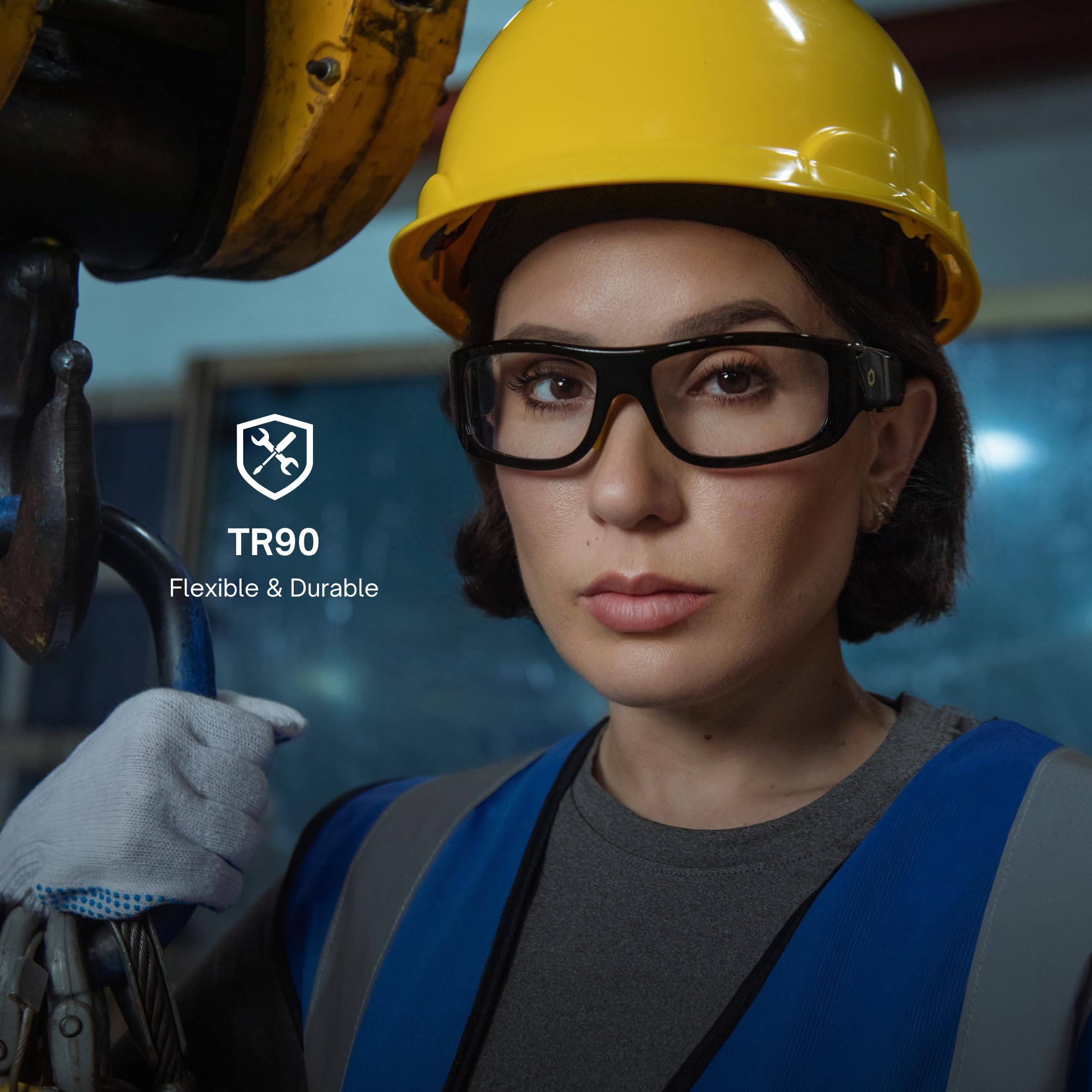 Lucyd Armor Smart Safety Glasses for Men & Women - TR90 Frame, Bluetooth Enabled with Light Adaptive Lenses, Open Ear Speakers & Microphone - ANSI Z87.1 Certified - Perfect for Construction, Cycling & Outdoor Activities