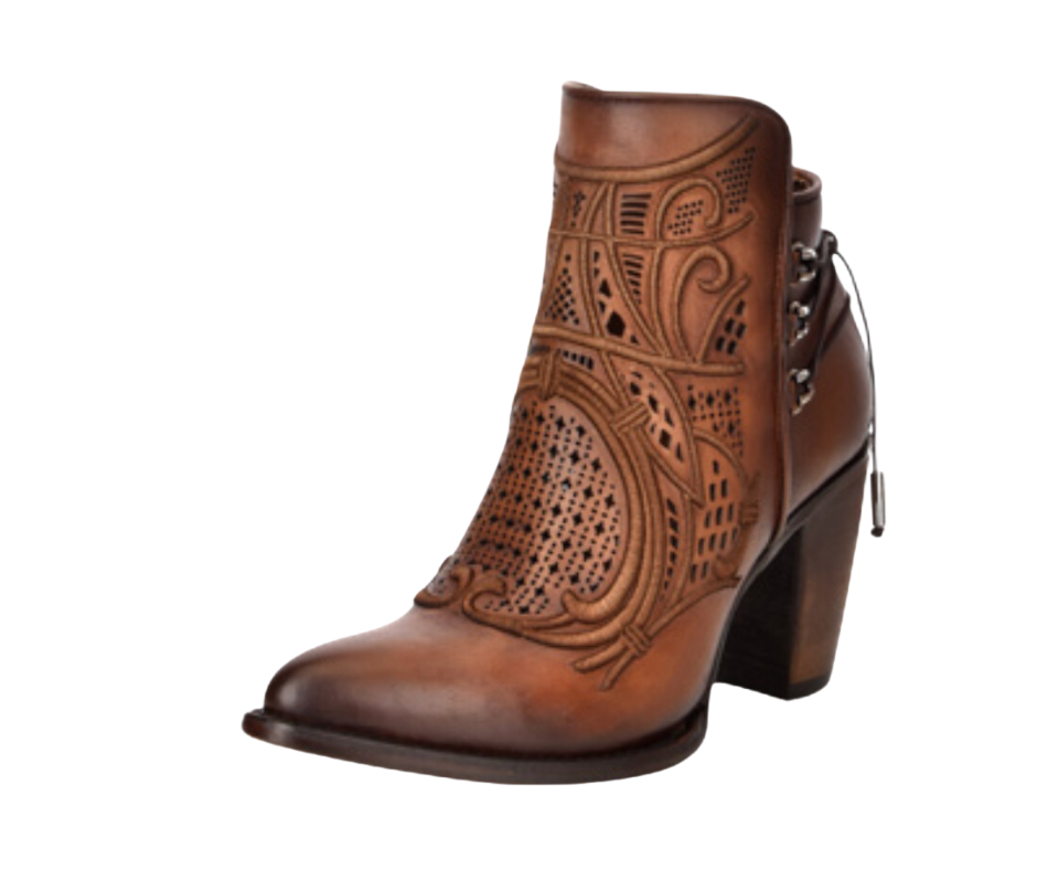 Women's Cuadra CU434 LD Satro Chestnut Cowhide Boots - Laser Cut & Embroidery Round Toe Western Boots for Country Dancing, Rodeo & Casual Wear