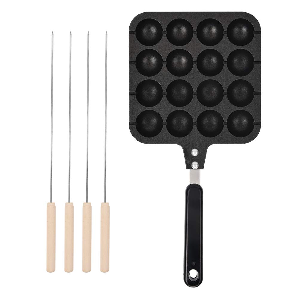 Non-Stick Takoyaki Grill Pan - 16-Grid Japanese Octopus Ball Maker for Electric Oven & Gas Stove - Perfect for Home Cooking, Party Snacks & Japanese Cuisine Lovers