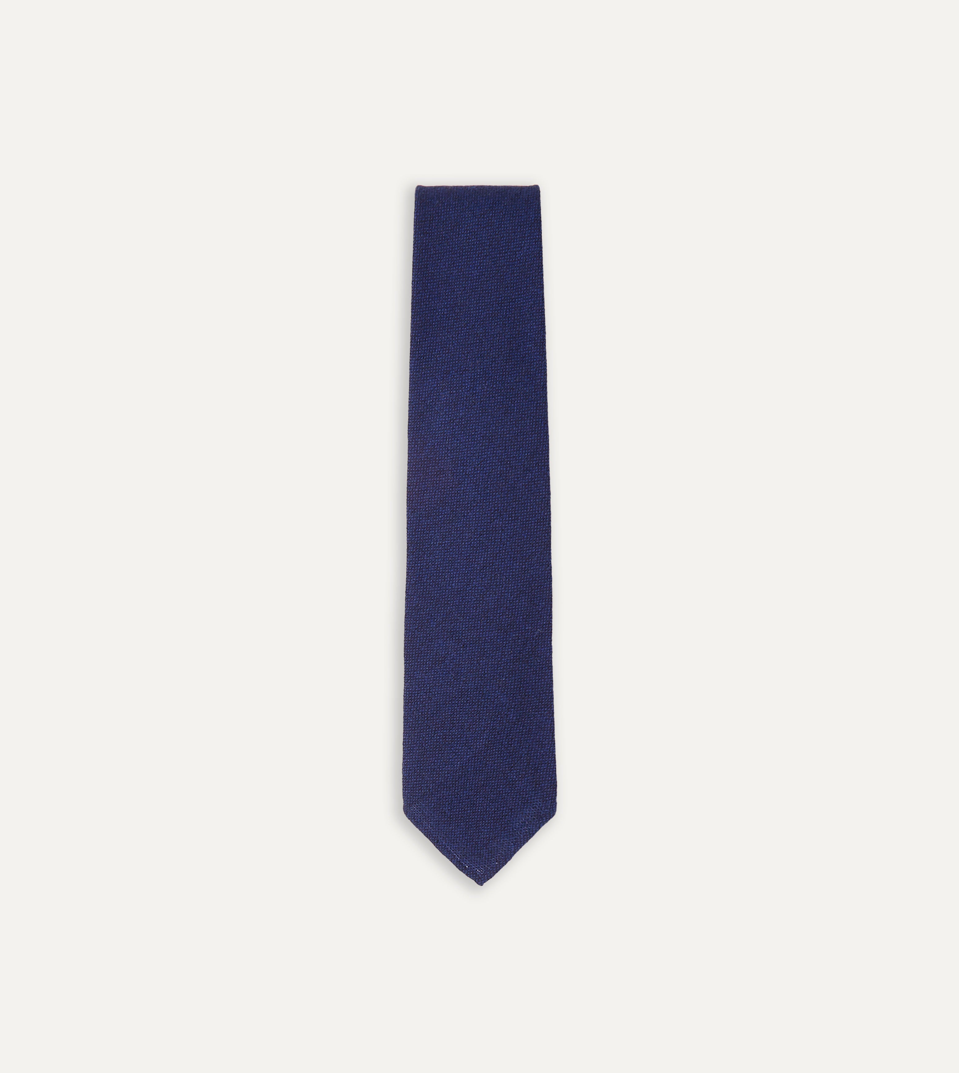 Premium Light Navy Pure Cashmere Necktie - Hand Rolled Solid Color Silk Lining - Perfect for Business Meetings, Weddings & Formal Occasions