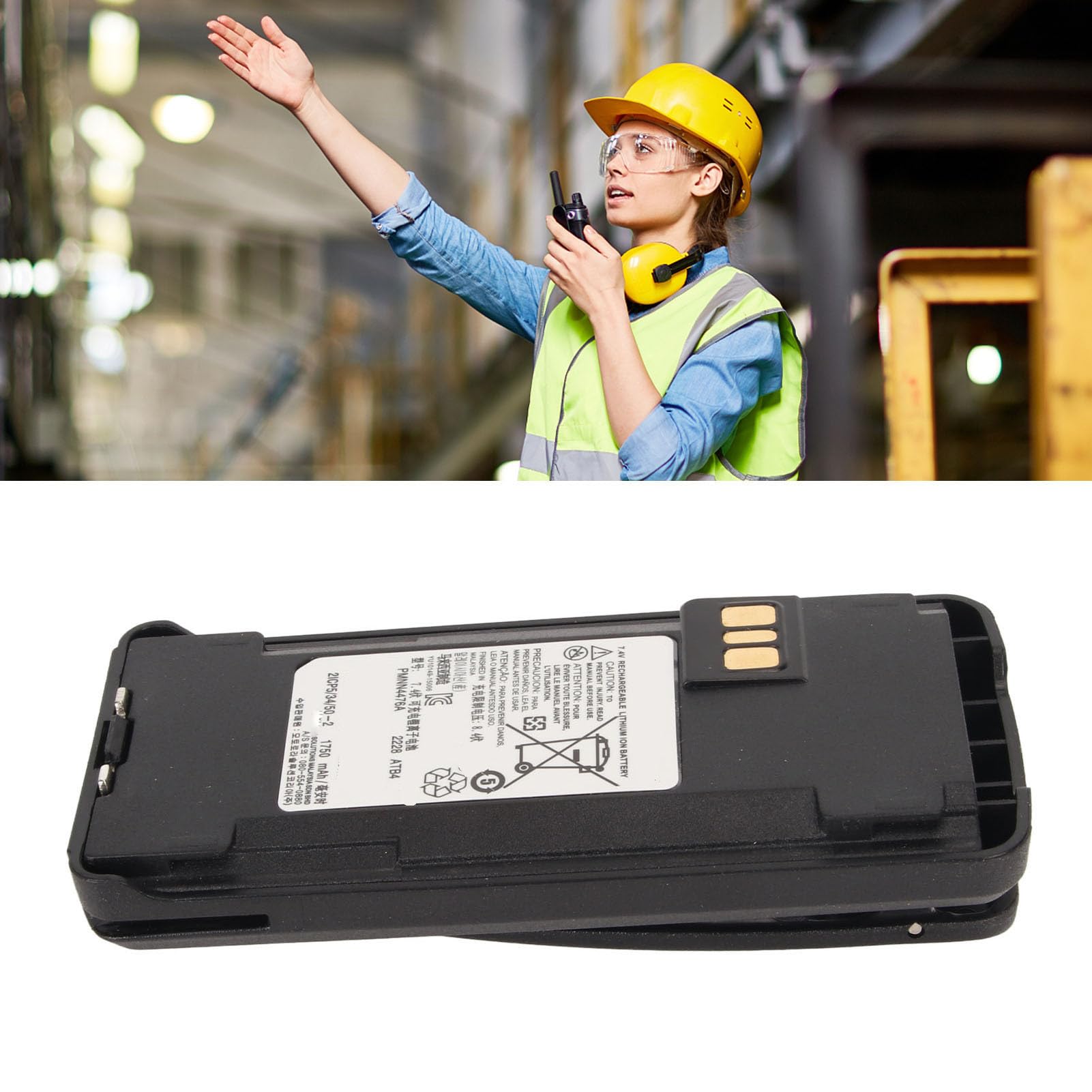 Motorola CP1200 CP1300 CP1600 CP1660 CP185 CP476 Replacement Battery - 1750mAh 7.4V Li-ion Safety Battery | OEM Compatible | Perfect for Two-Way Radios & Emergency Communication