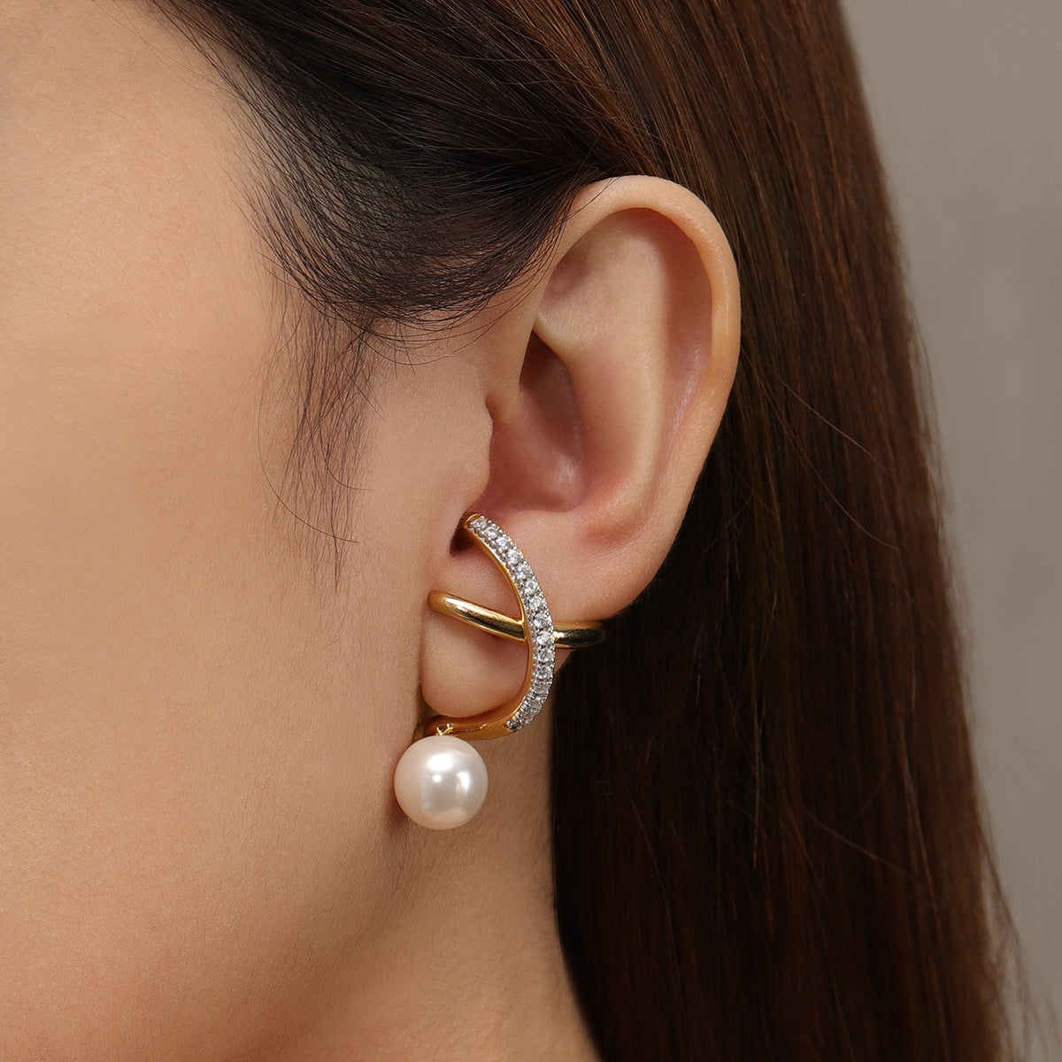 TOGGLE Convertible Crossover Pearl Earring - Single Left Side Earring | Elegant Pearl Jewelry for Women, Perfect for Parties, Weddings & Everyday Wear