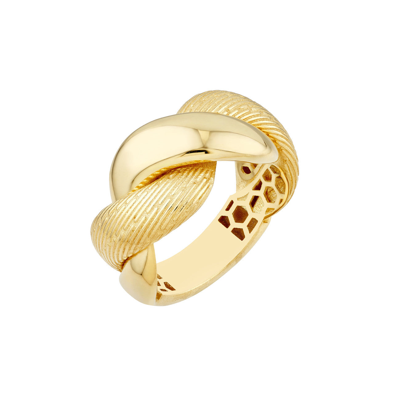 14K Yellow Gold Textured & Polished Twisted Ring for Women - Elegant Stackable Band Jewelry Gift for Anniversary, Valentine's Day & Special Occasions