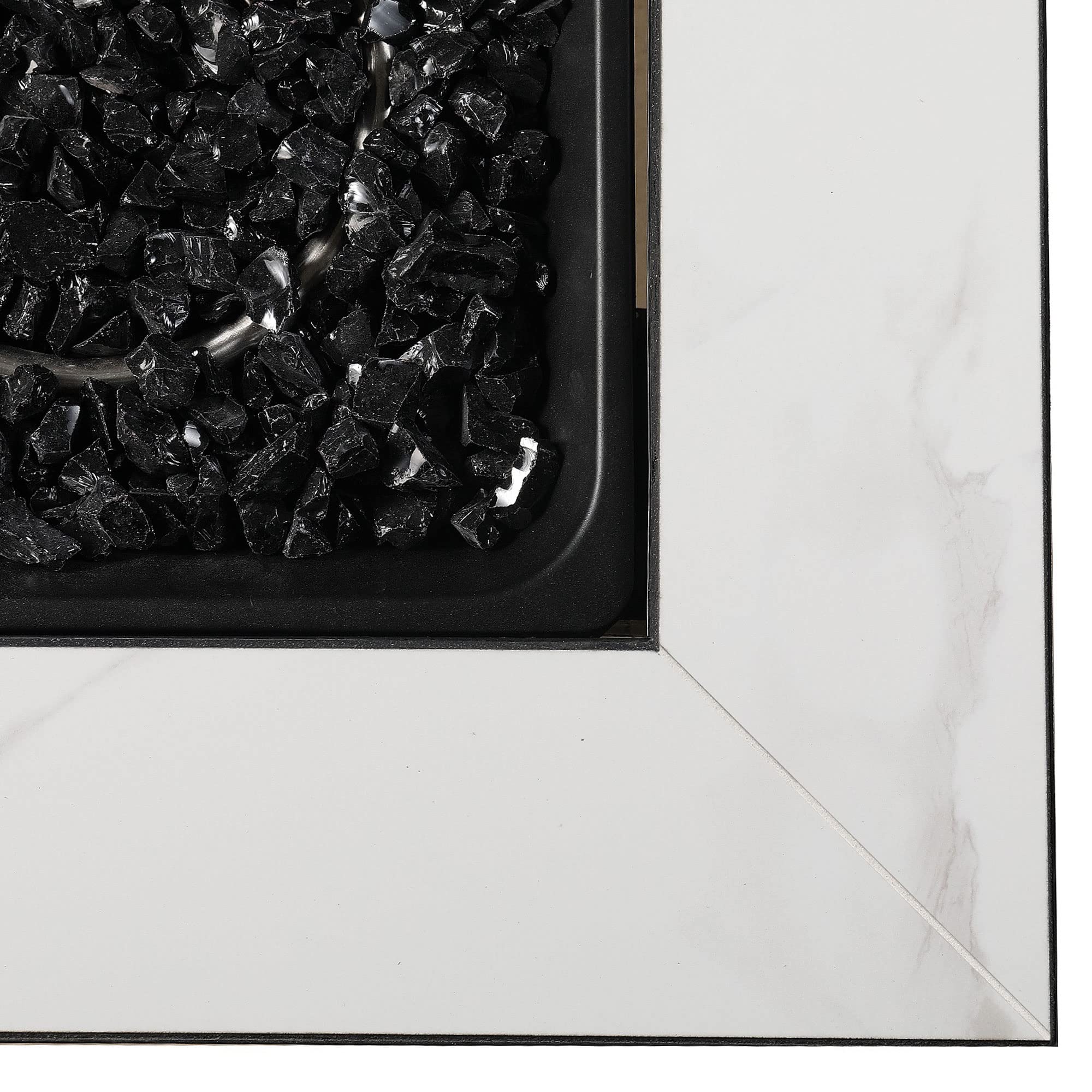 Endless Summer 30 Inch Square Outdoor Gas Fire Pit Table with Steel Mantel & Slate Finish - Black Fire Glass & Protective Cover - Perfect for Patio, Backyard, Deck & Outdoor Gatherings