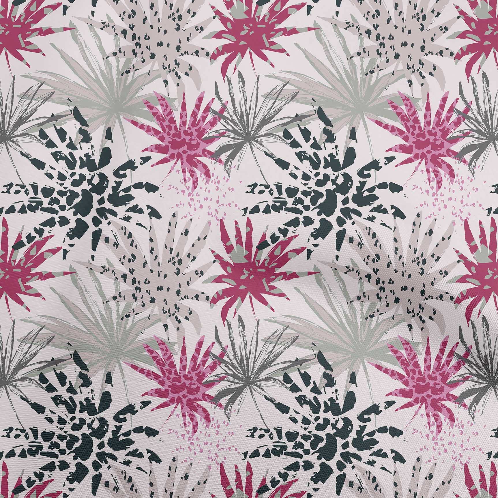 Premium 100% Cotton Cambric Fabric - Pink Tropical Leaf Print with Textured Design, 42 Inches Wide (Sold by The Yard) | Perfect for Dresses, Blouses, and DIY Sewing Projects