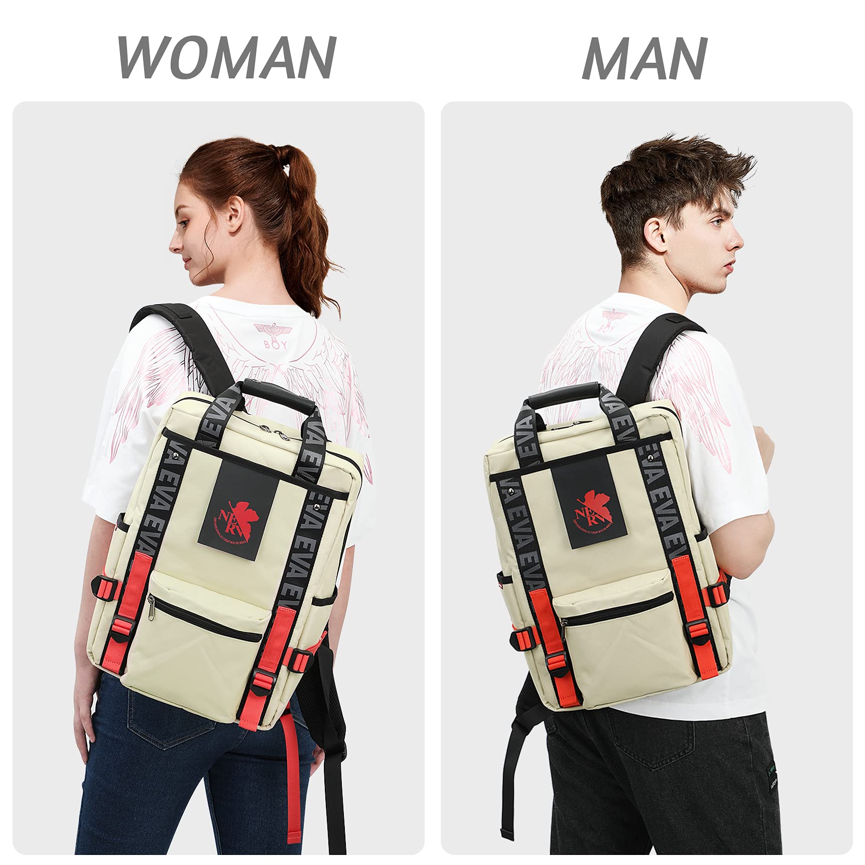 FIREFIRST Neon Genesis Evangelion Backpack 15.6 Inch Laptop Backpack for Men & Women - Stylish Anime School Backpack, Travel Backpack for Work, College, Commute & Daily Use