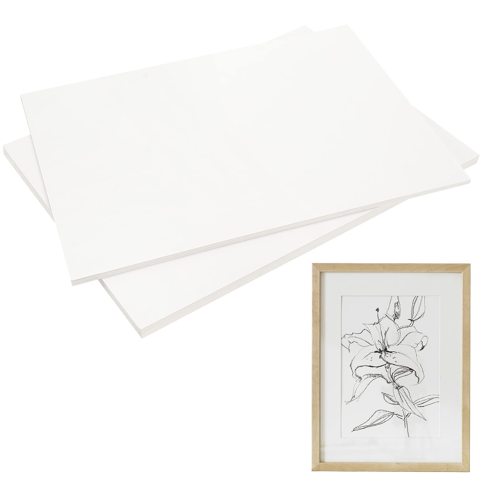 PINGEUI 50 Pack 11.5 x 15.5 Inch White Chipboard Sheets - 40 pt Medium Weight Cardboard for Scrapbooking, DIY Crafts, Art Projects, Backing Boards & Picture Frames - Perfect for Home Decor, School Projects & Professional Artwork