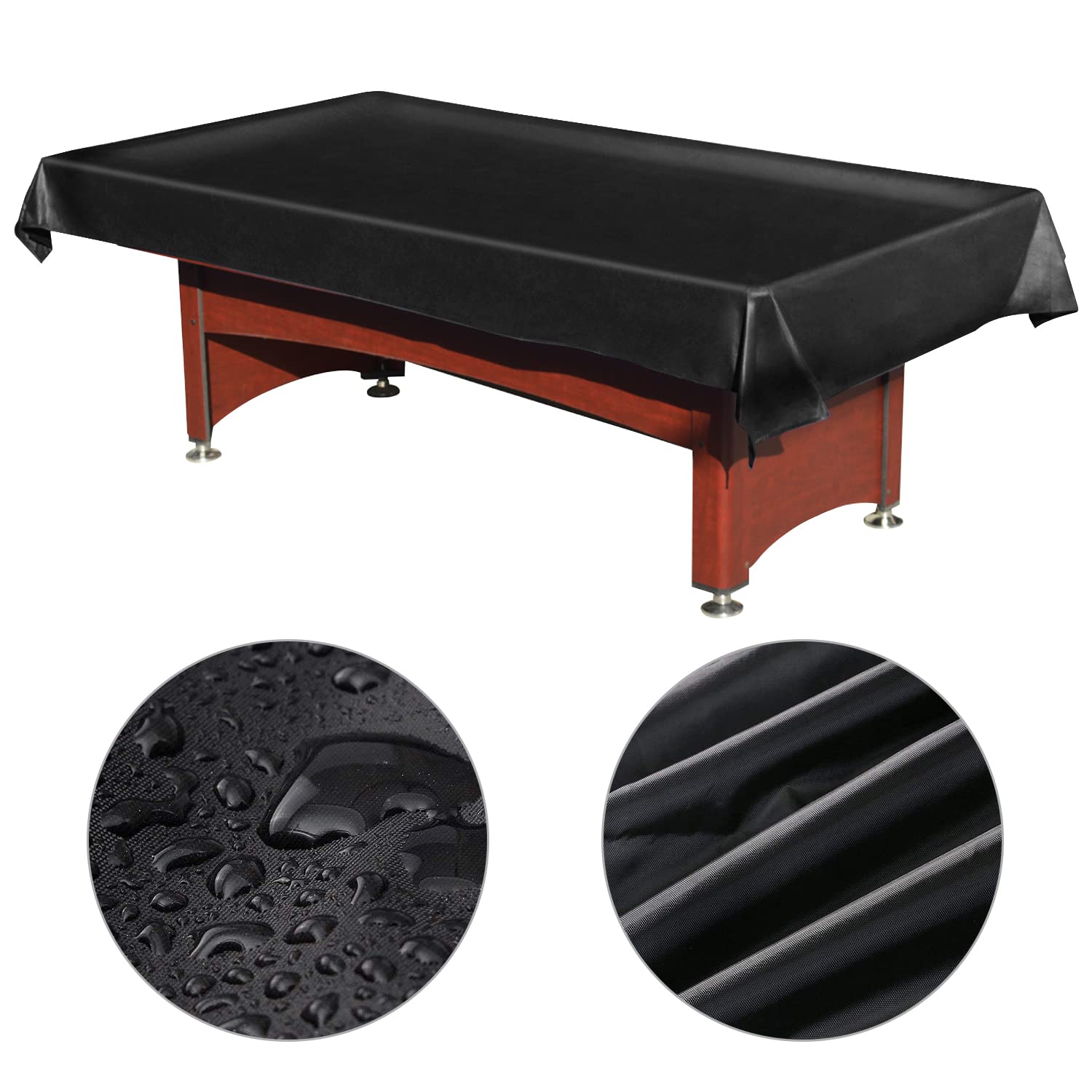 Waterproof & Dustproof PVC Pool Table Cover for 7, 8, 9 Ft Billiard Tables - Black (7 Feet) - Perfect for Indoor & Outdoor Protection, Game Room & Basement Use