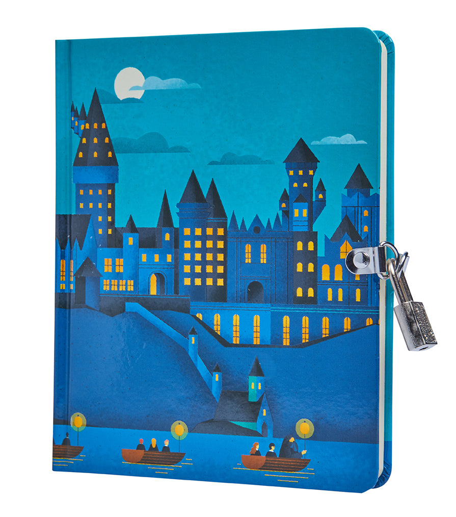 Harry Potter Lock & Key Diary - Hogwarts Castle at Night Design, Secret Journal for Writing & Collectibles - Perfect for Fans, Gifts & School Use