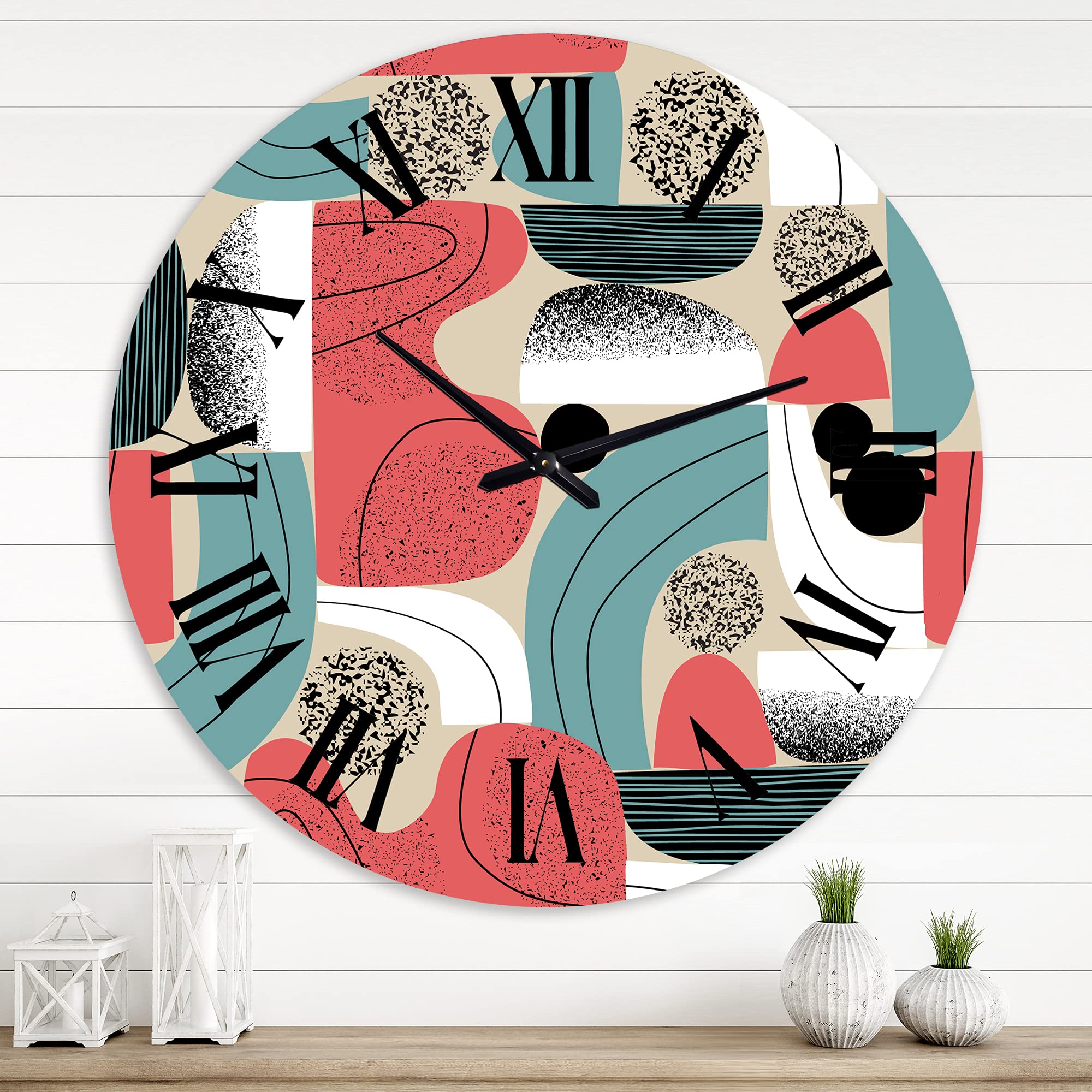 Vintage Abstract Sun and Moon Wall Clock - Large Modern Fractal Design for Living Room, Bedroom, Office Decor | Perfect for Home & Workspace Décor